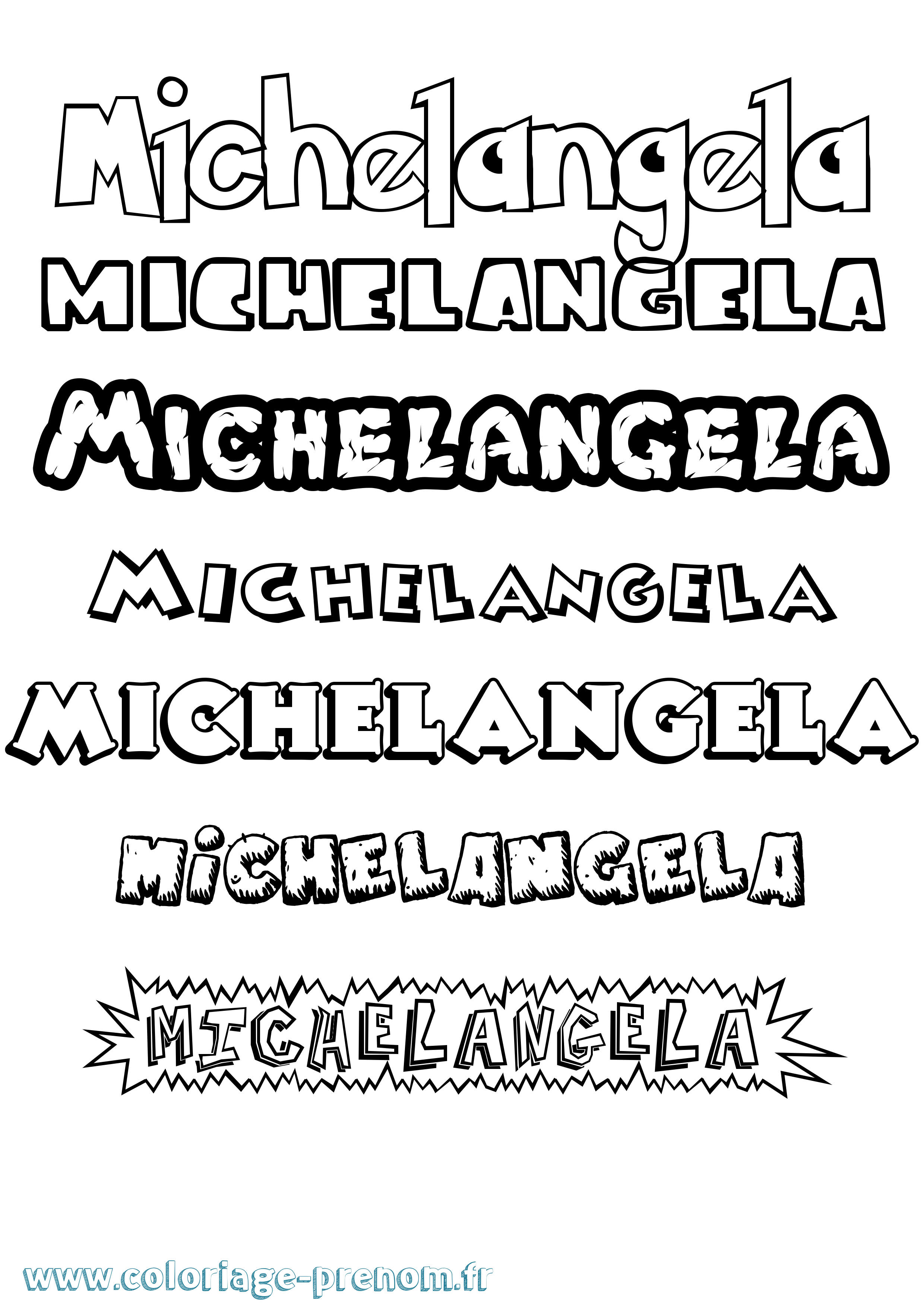 Coloriage prénom Michelangela Dessin Animé