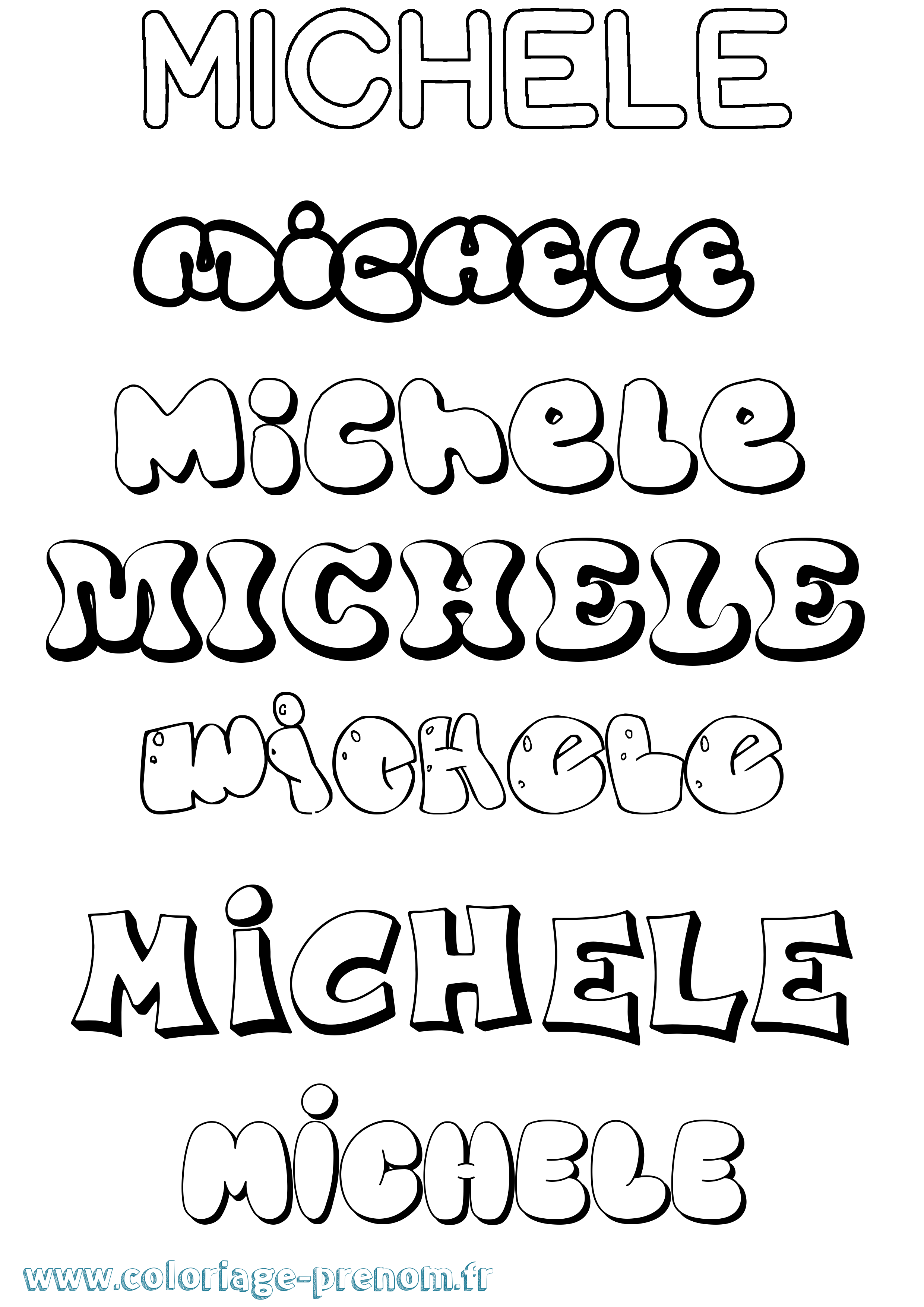 Coloriage Michele Bubble Coloriage prénom Michele Bubble