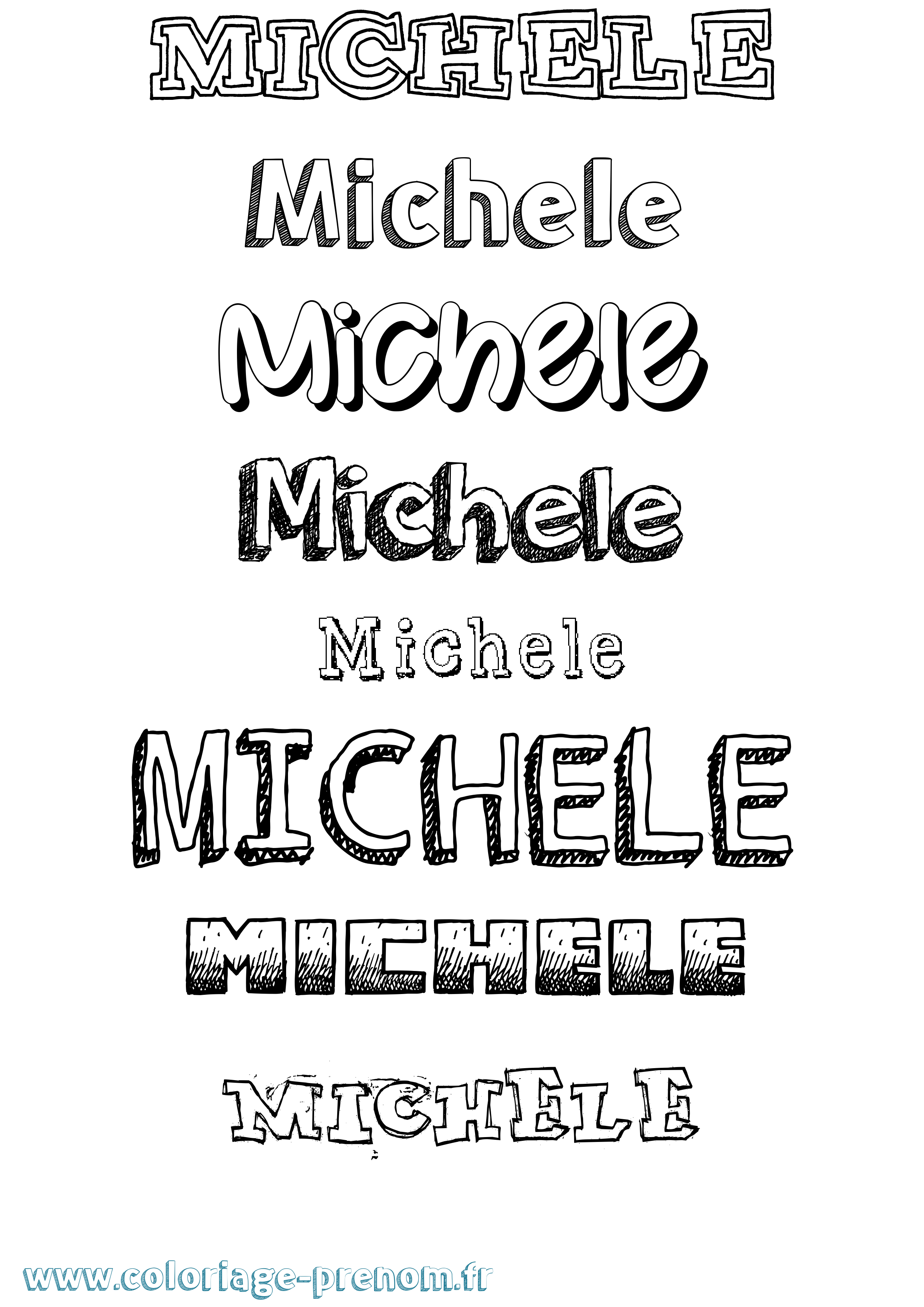 Coloriage Michele Dessiné Coloriage prénom Michele Dessiné