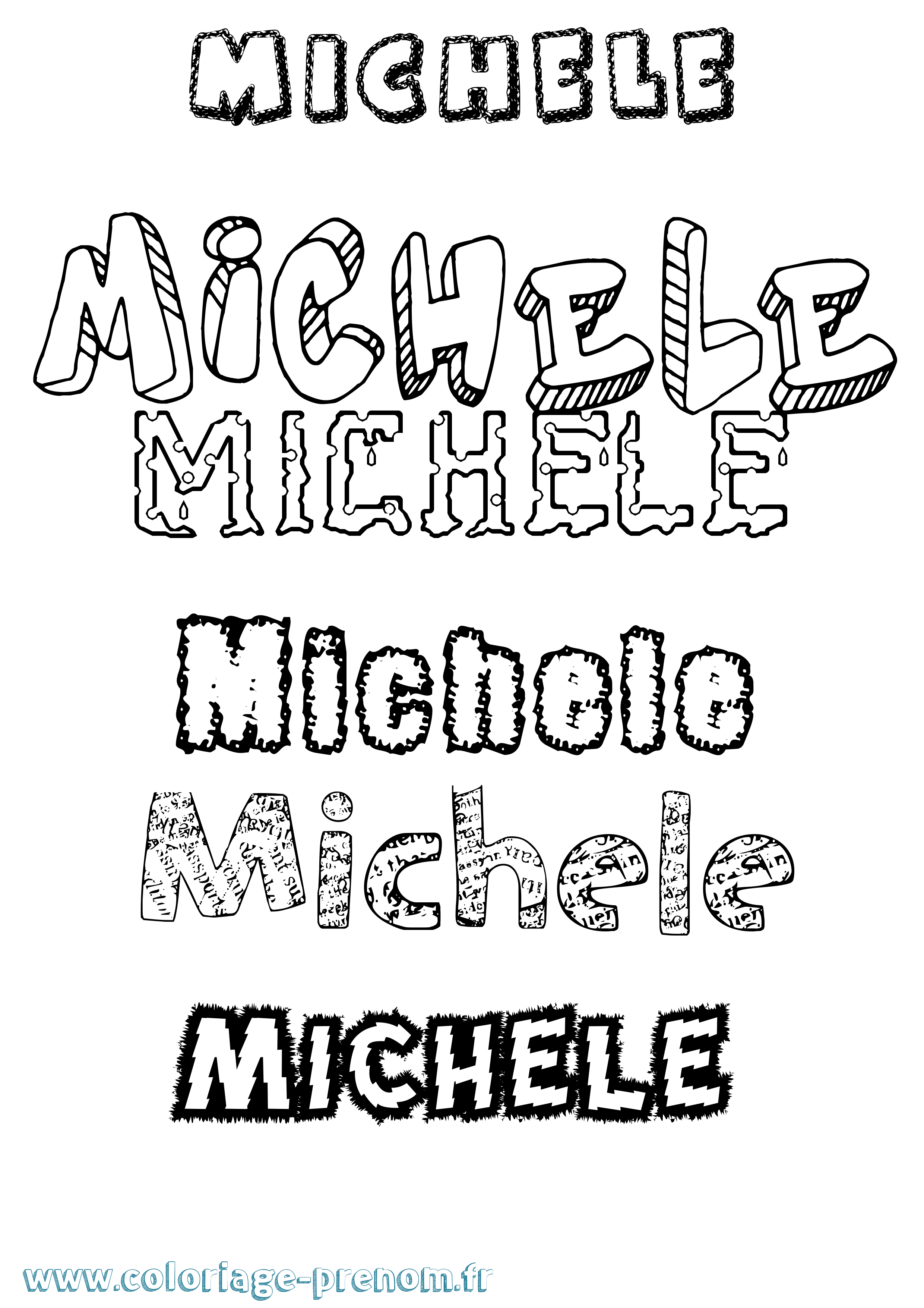 Coloriage Michele Destructuré Coloriage prénom Michele Destructuré