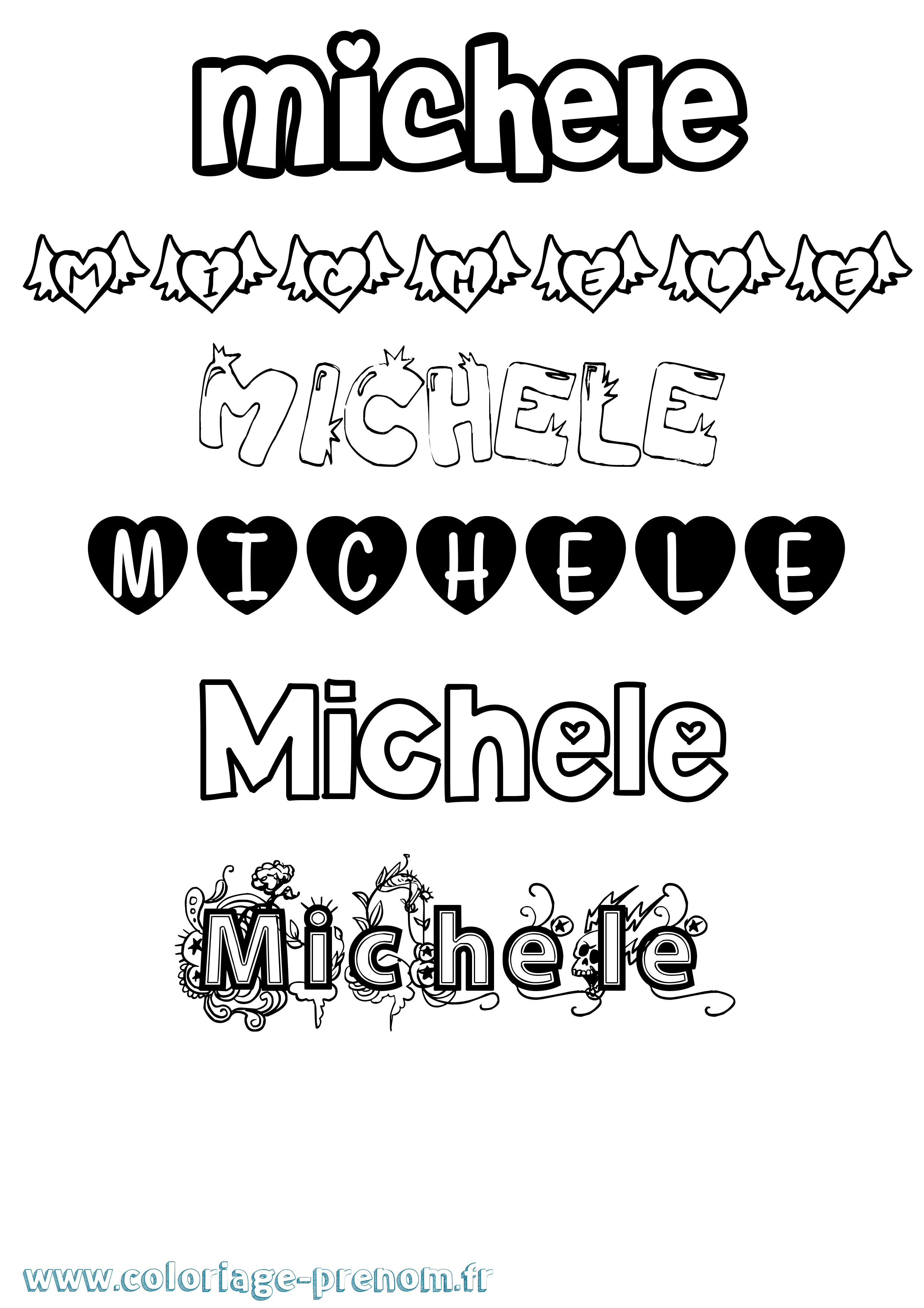 Coloriage Michele Girly Coloriage prénom Michele Girly