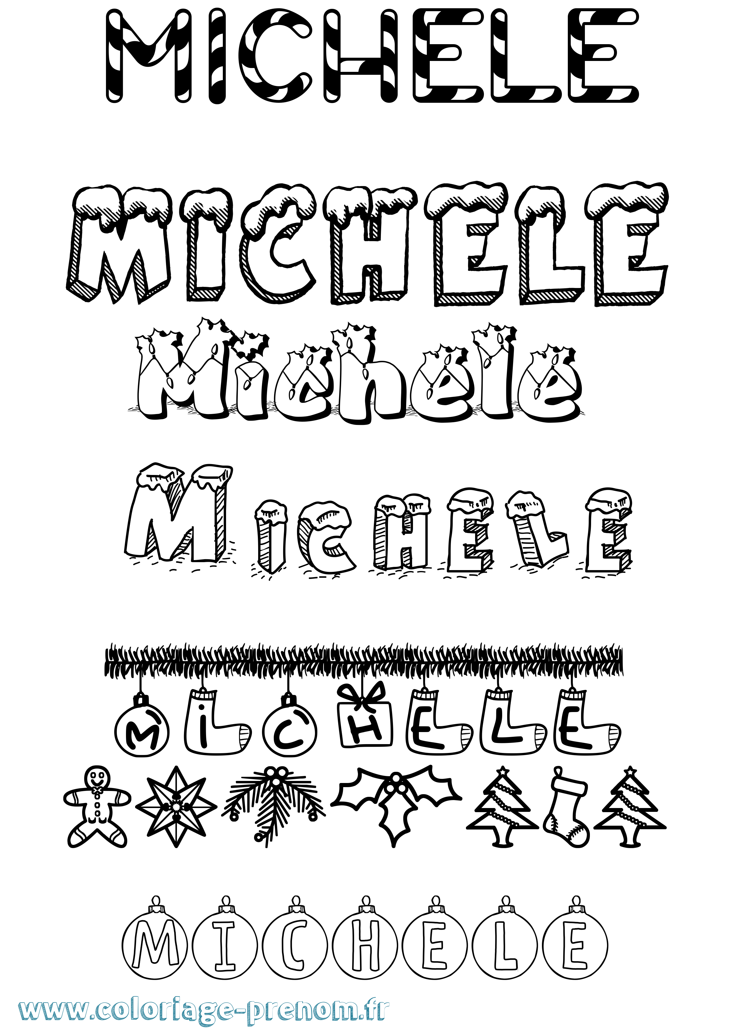 Coloriage Michele Noël Coloriage prénom Michele Noël