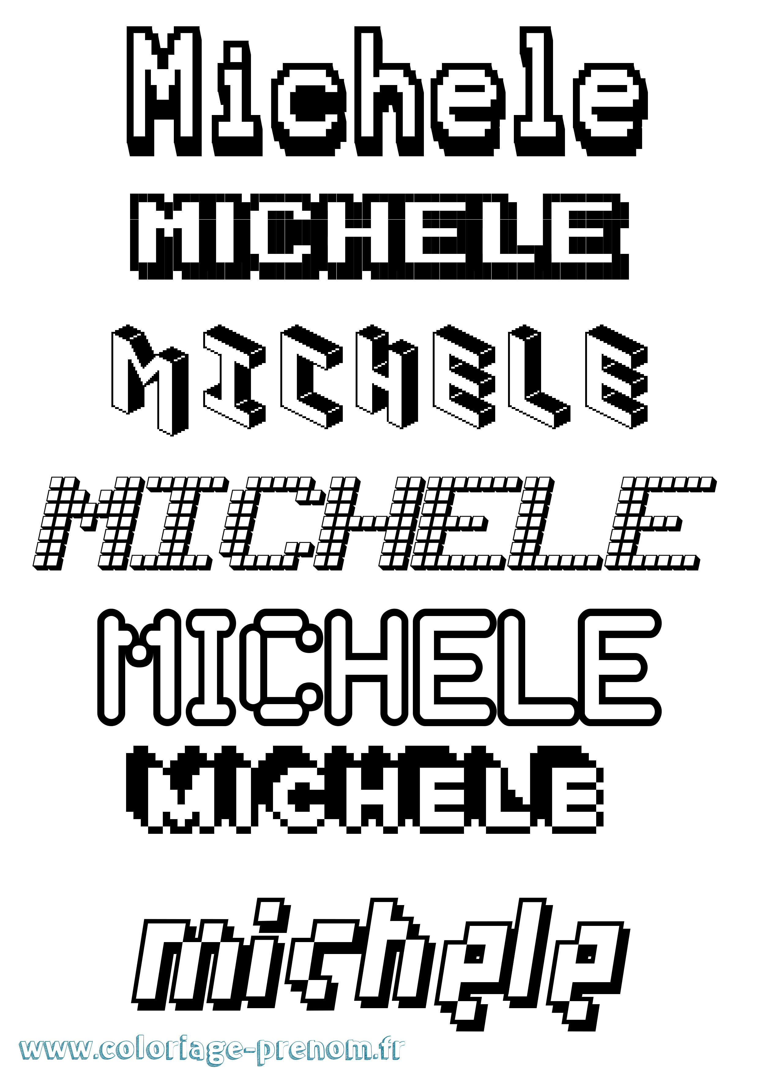 Coloriage Michele Pixel Coloriage prénom Michele Pixel