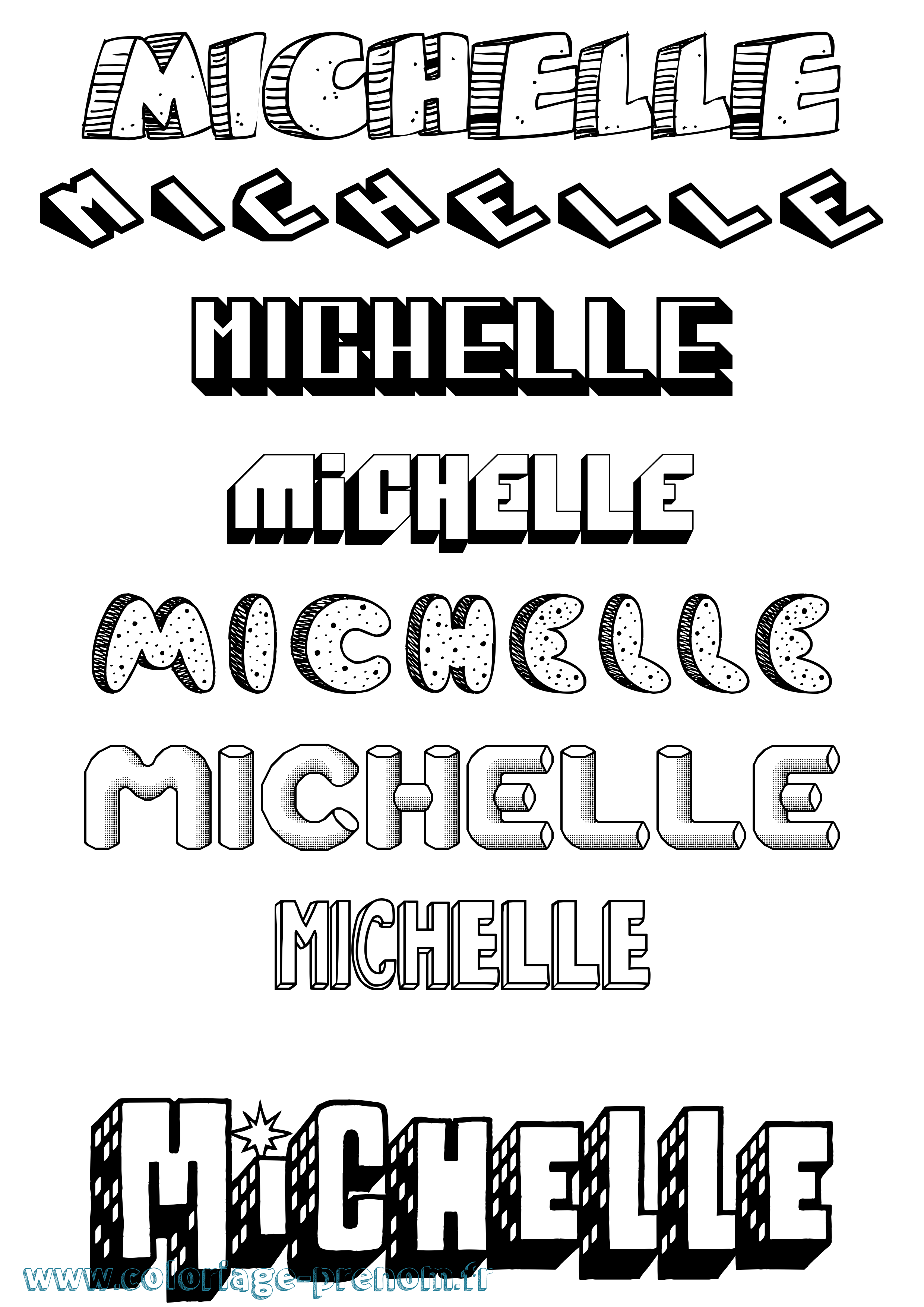 Coloriage prénom Michelle Effet 3D