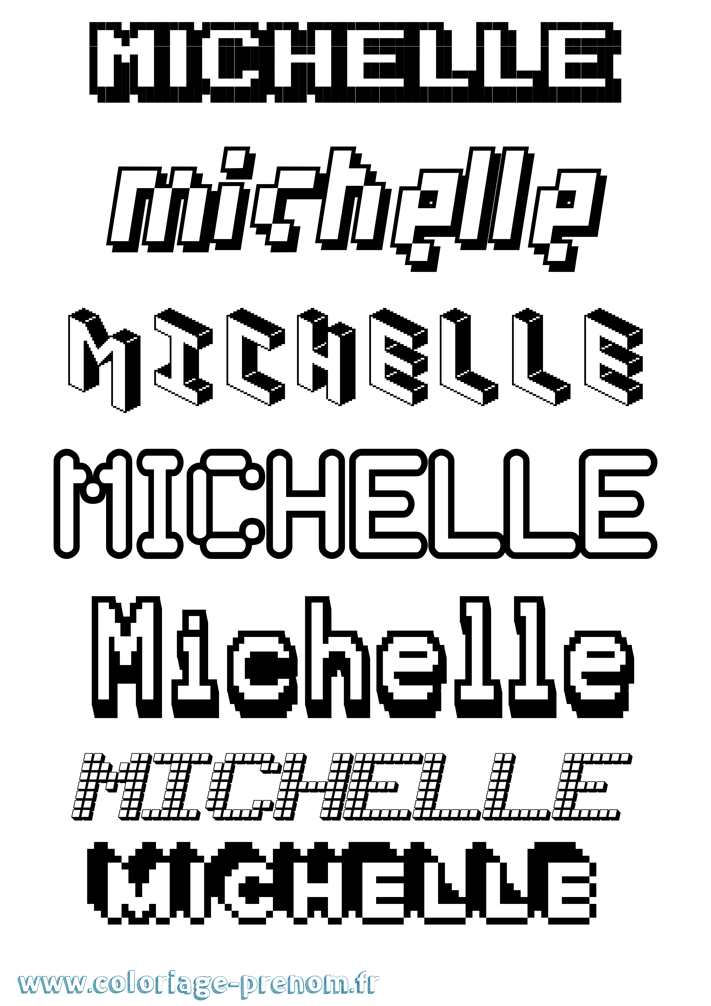 Coloriage prénom Michelle Pixel