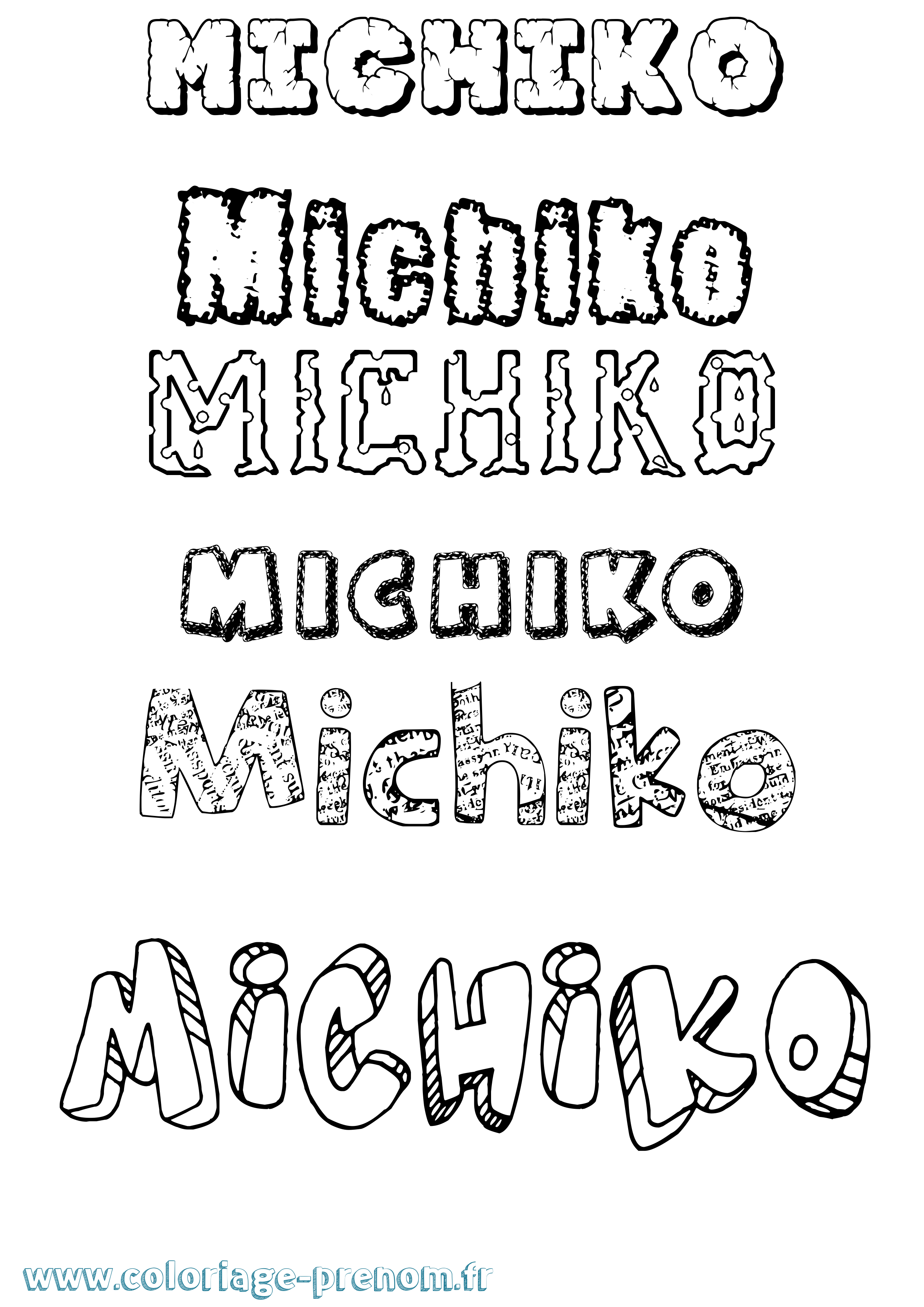 Coloriage prénom Michiko Destructuré