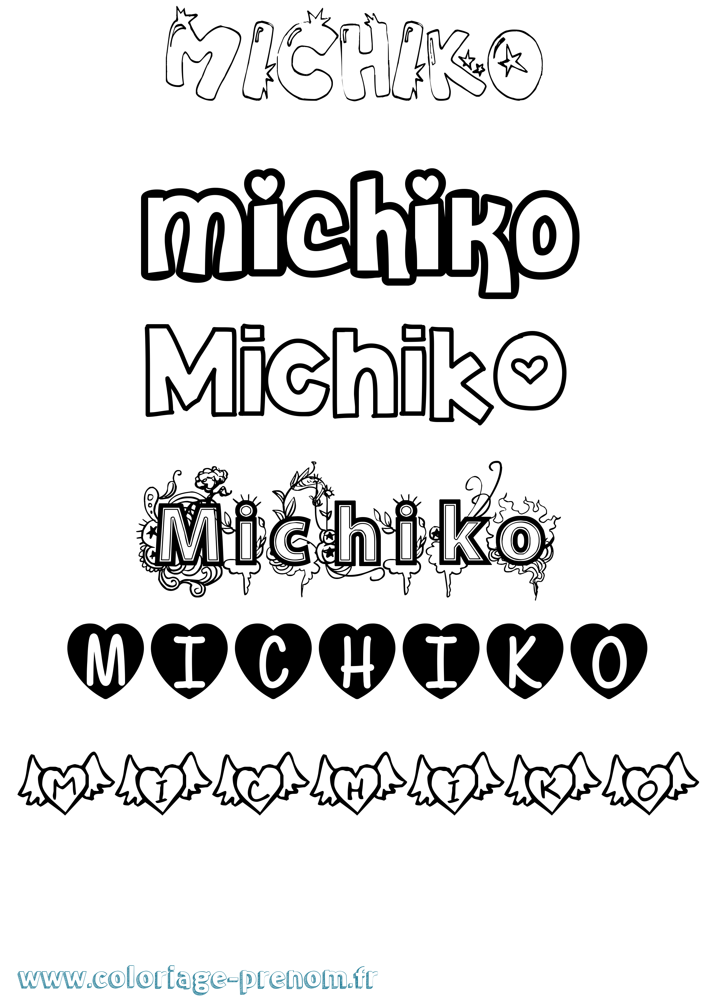 Coloriage prénom Michiko Girly