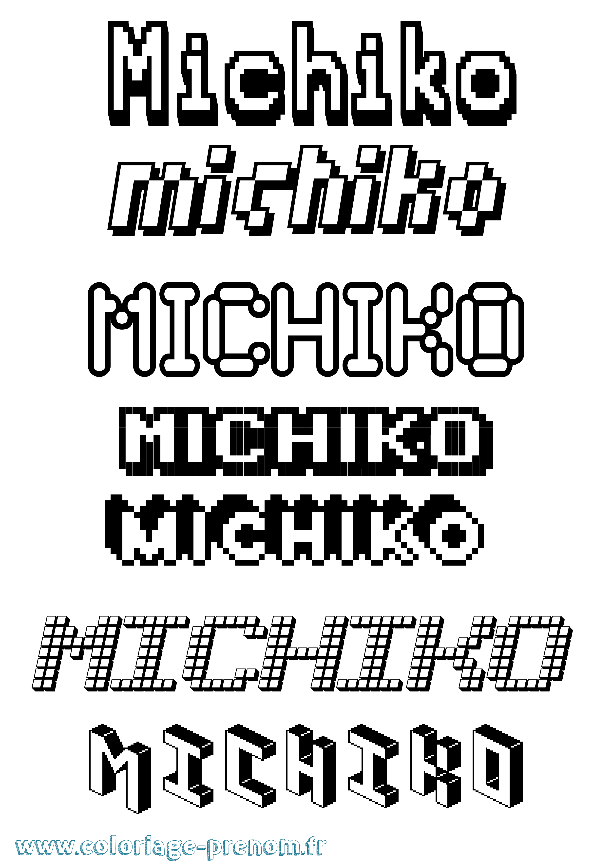 Coloriage prénom Michiko Pixel
