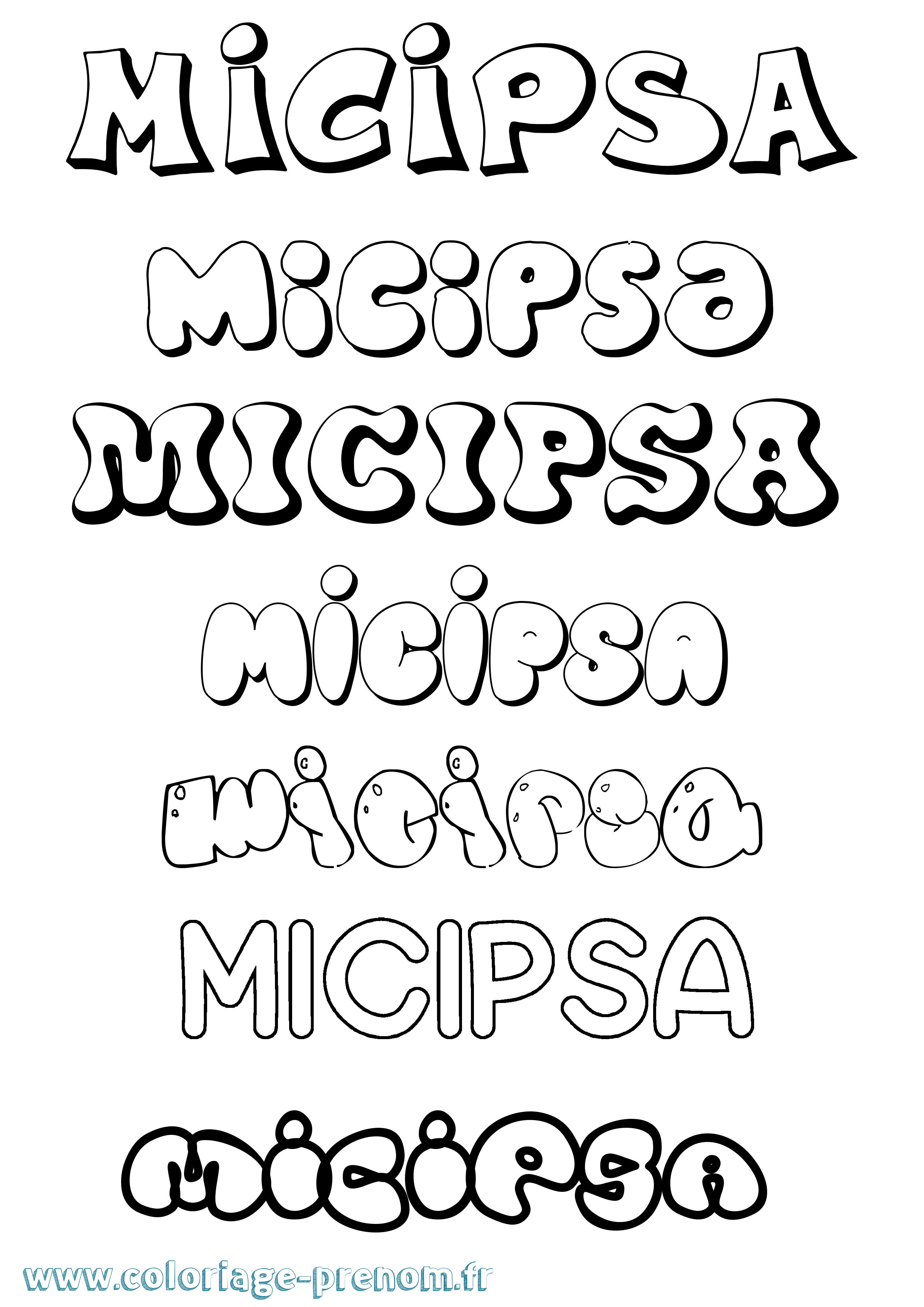 Coloriage prénom Micipsa Bubble