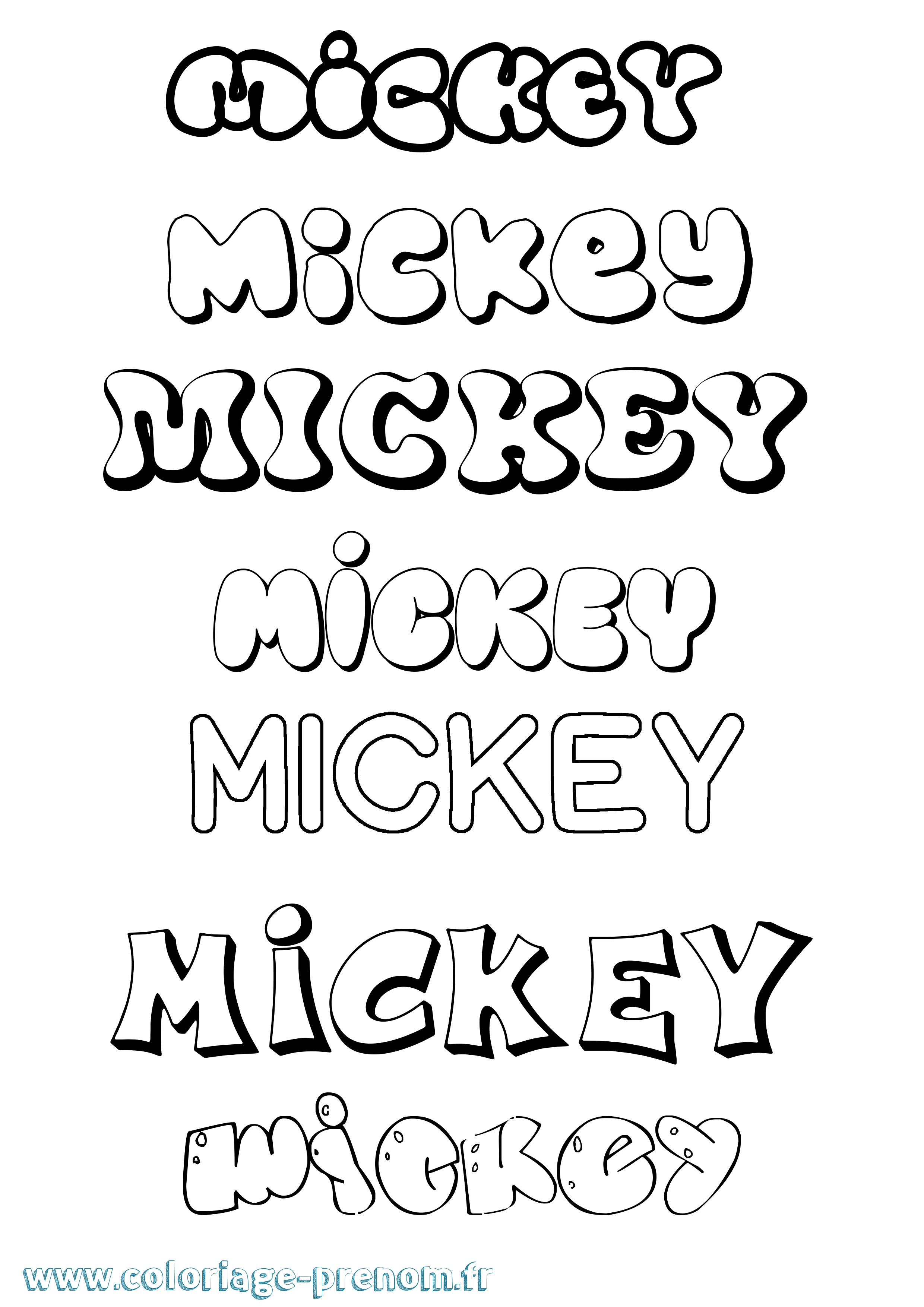 Coloriage prénom Mickey Bubble
