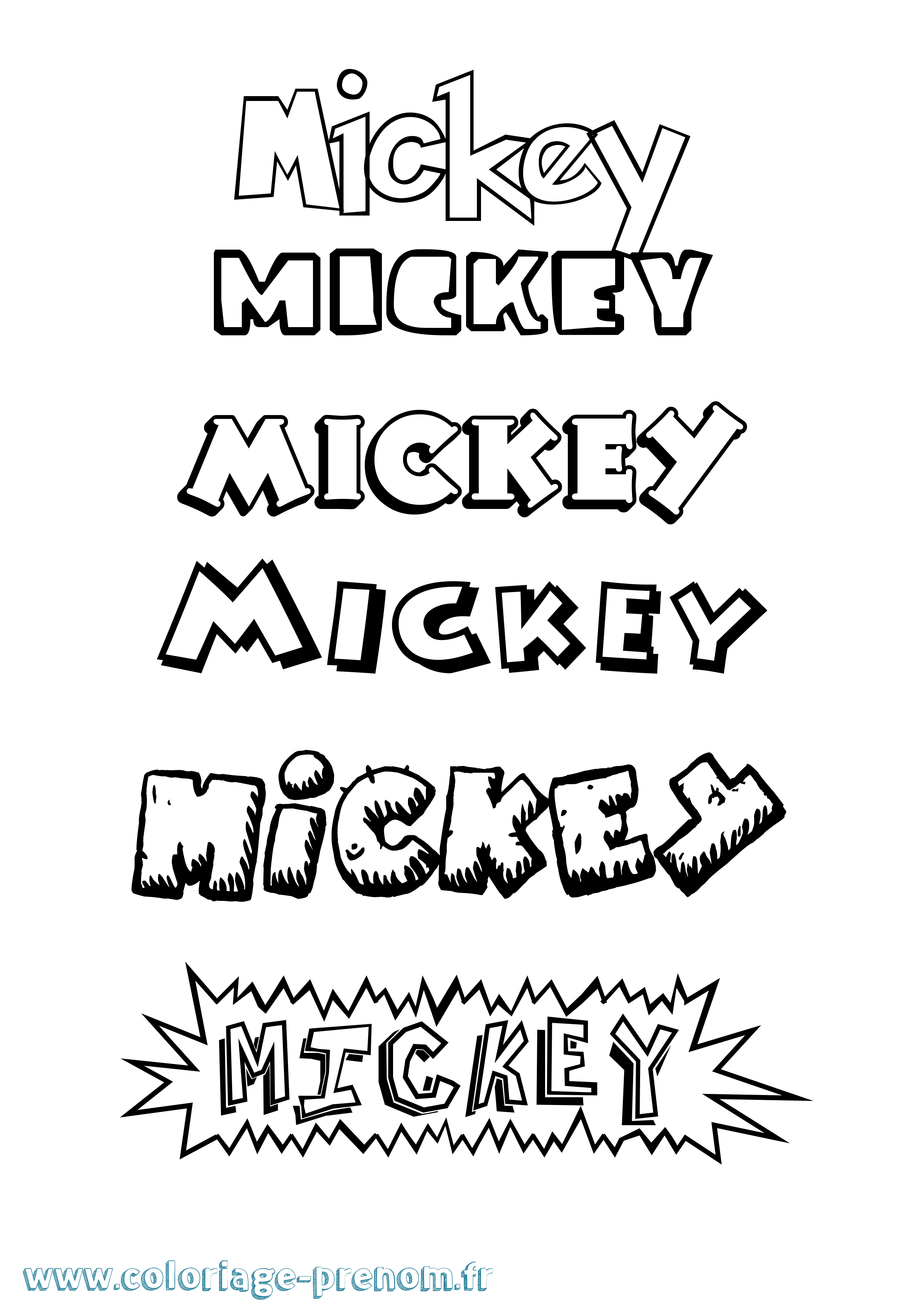 Coloriage prénom Mickey Dessin Animé
