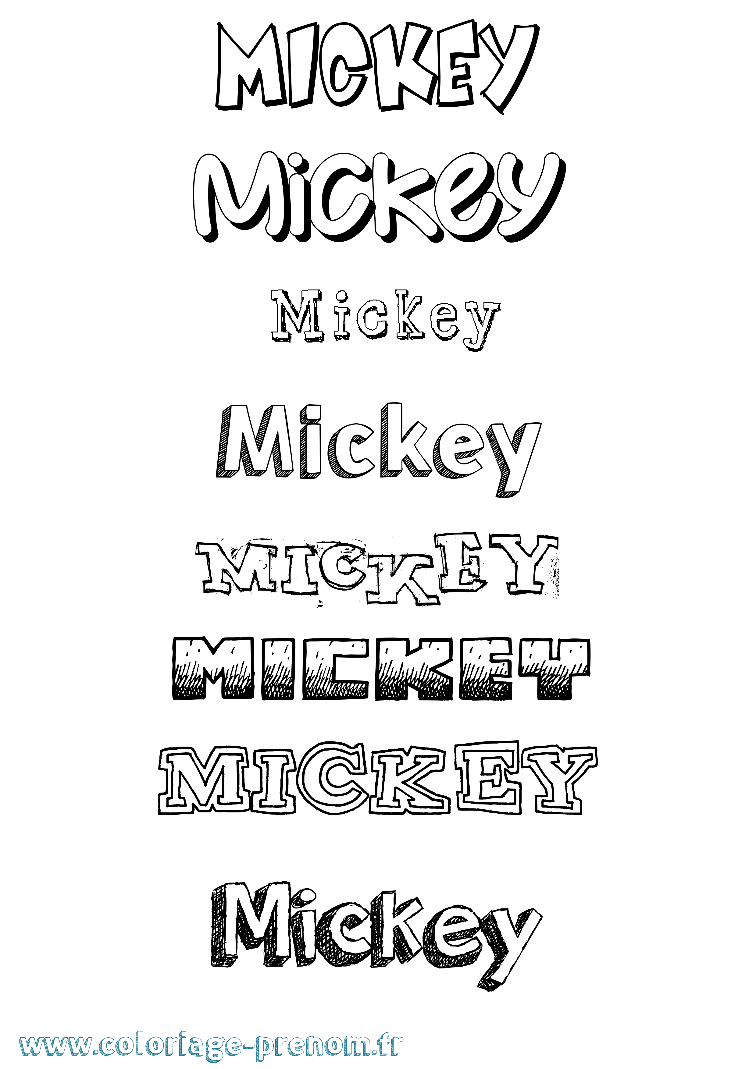 Coloriage prénom Mickey Dessiné