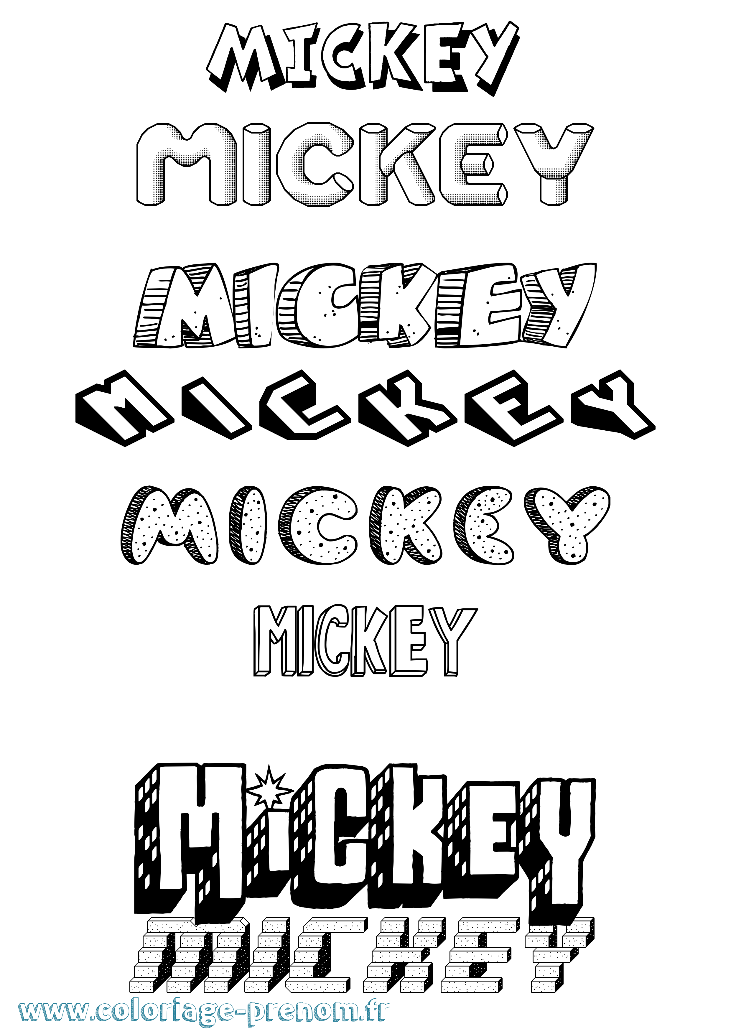 Coloriage Mickey Effet 3D Coloriage prénom Mickey Effet 3D