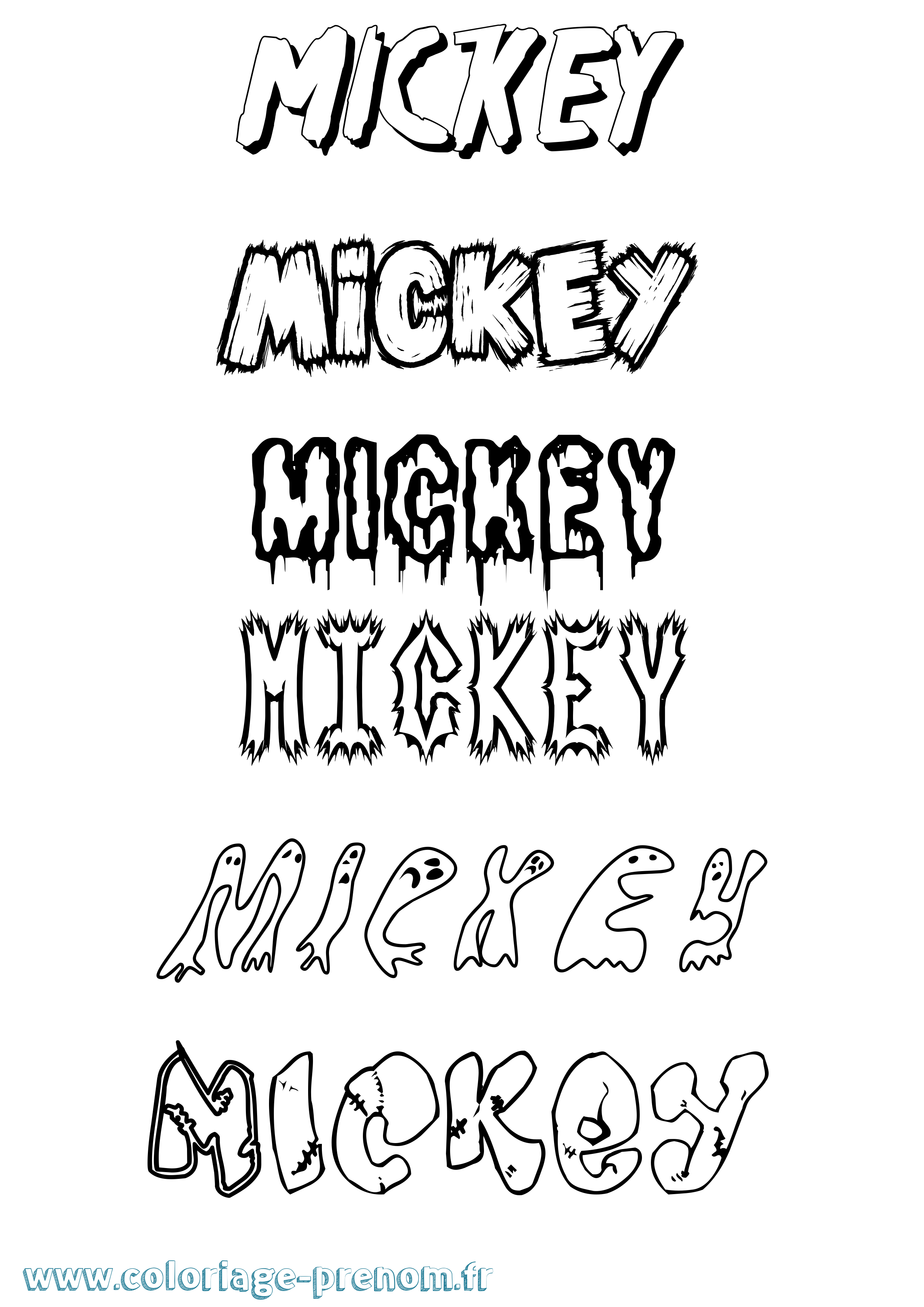 Coloriage prénom Mickey Frisson