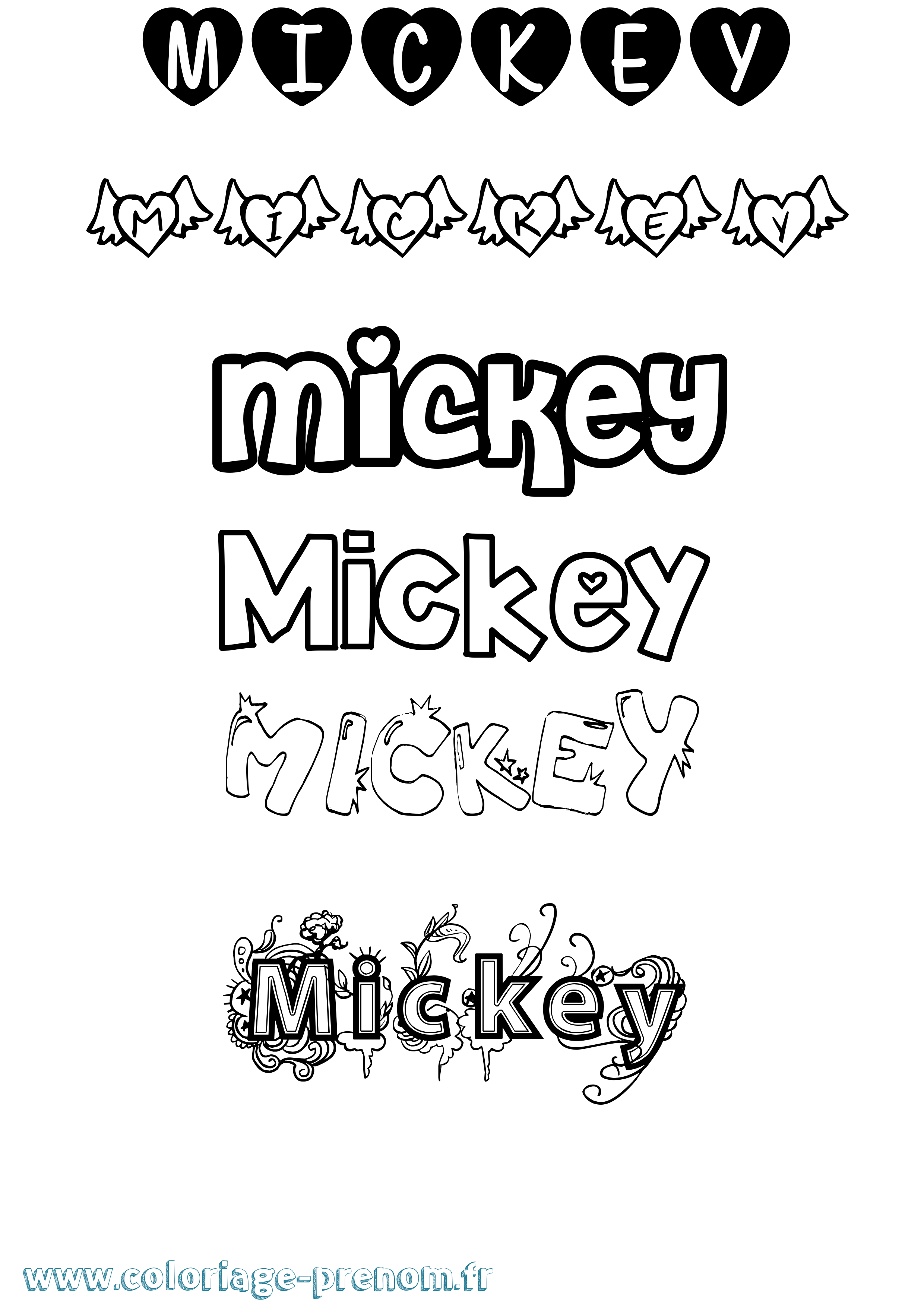 Coloriage Mickey Girly Coloriage prénom Mickey Girly