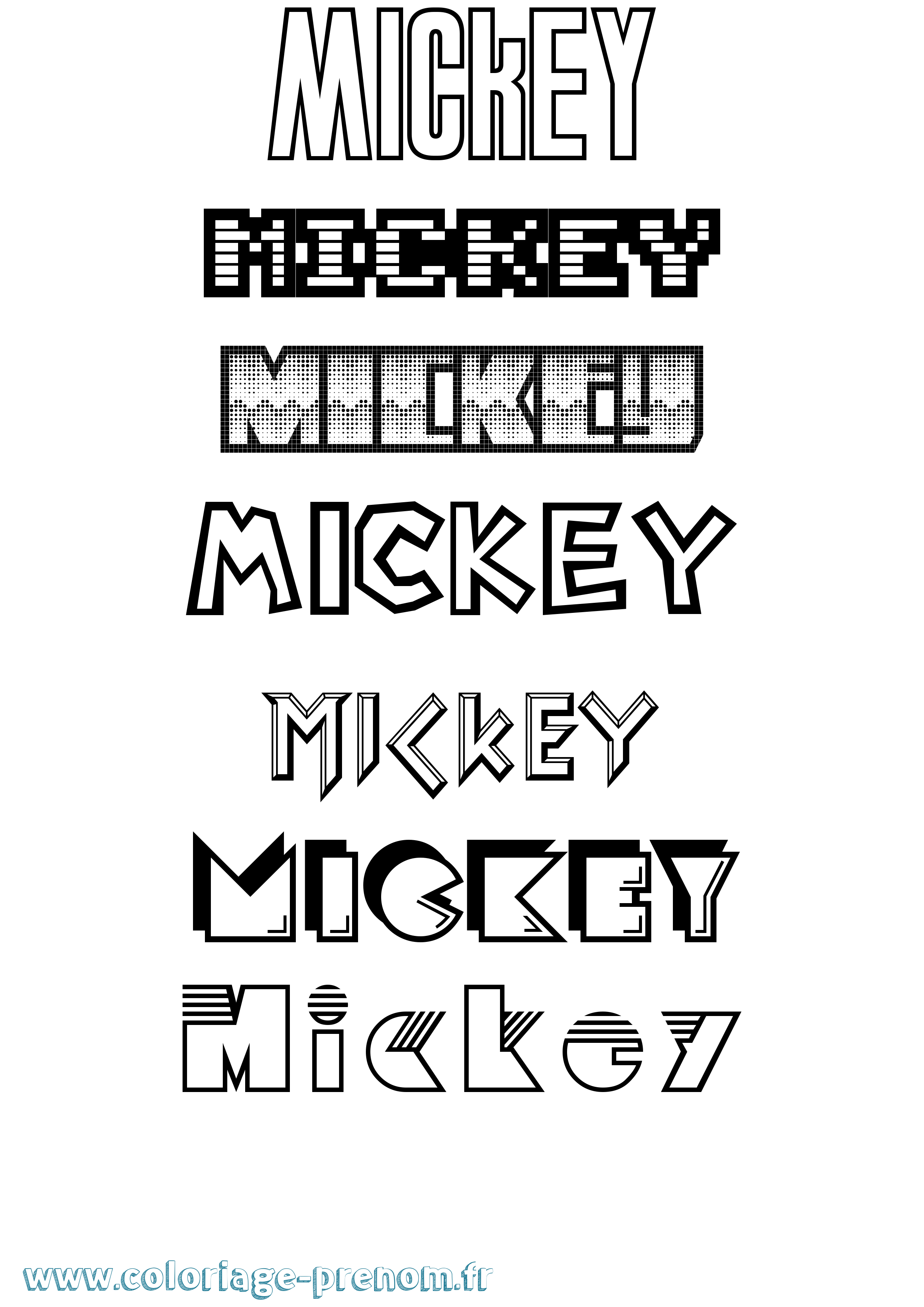 Coloriage prénom Mickey Jeux Vidéos