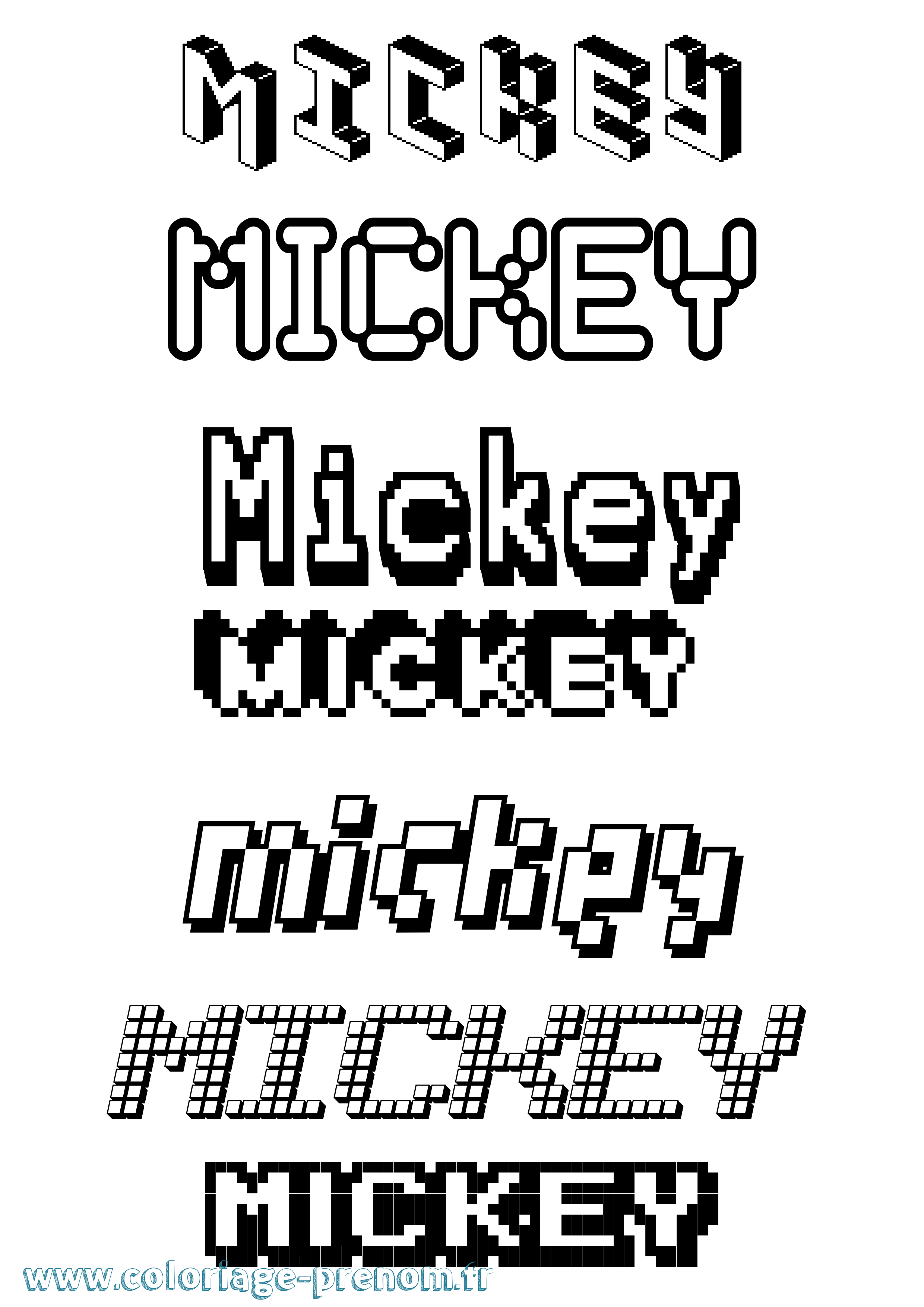Coloriage Mickey Pixel Coloriage prénom Mickey Pixel