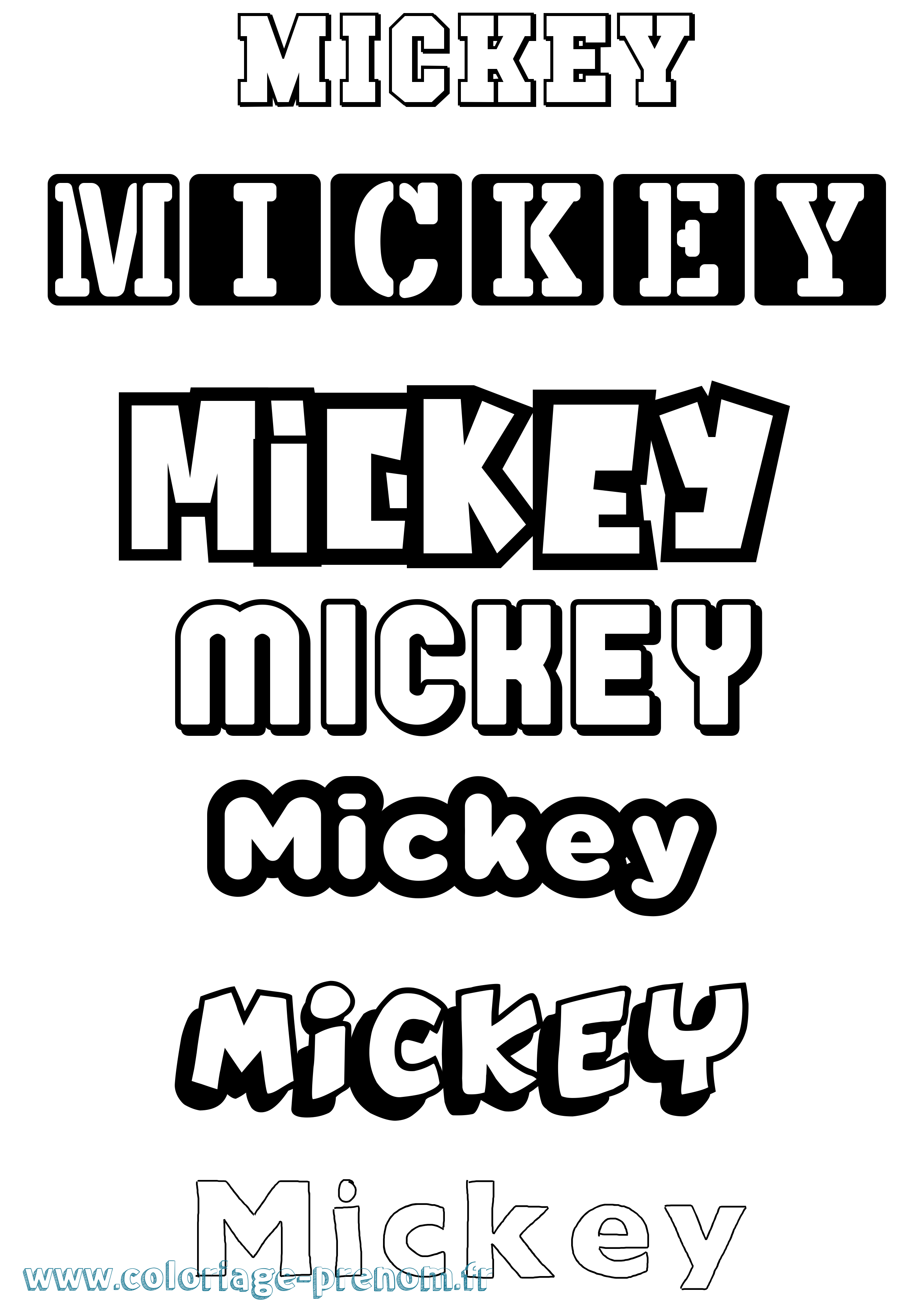 Coloriage prénom Mickey Simple