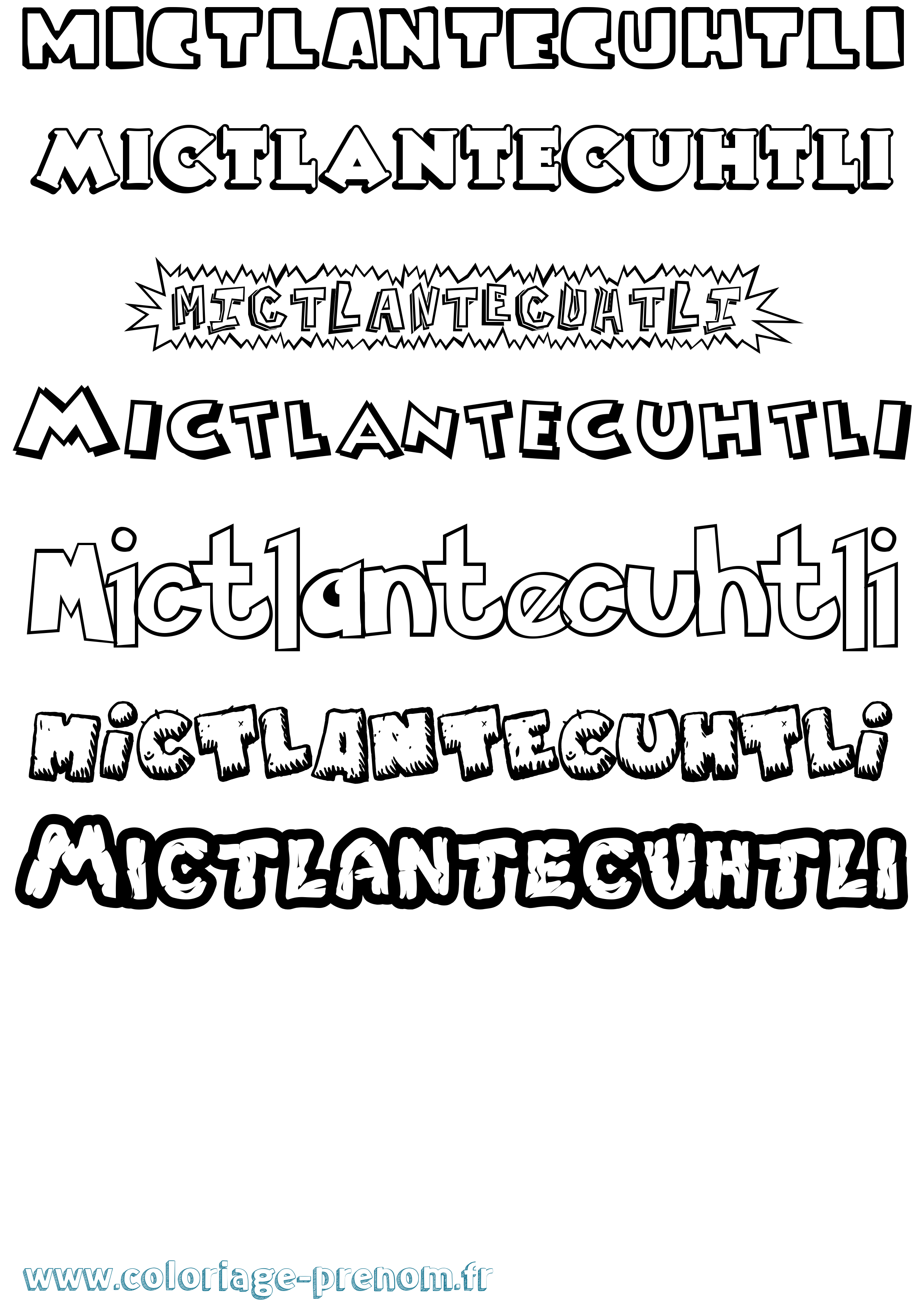 Coloriage prénom Mictlantecuhtli Dessin Animé