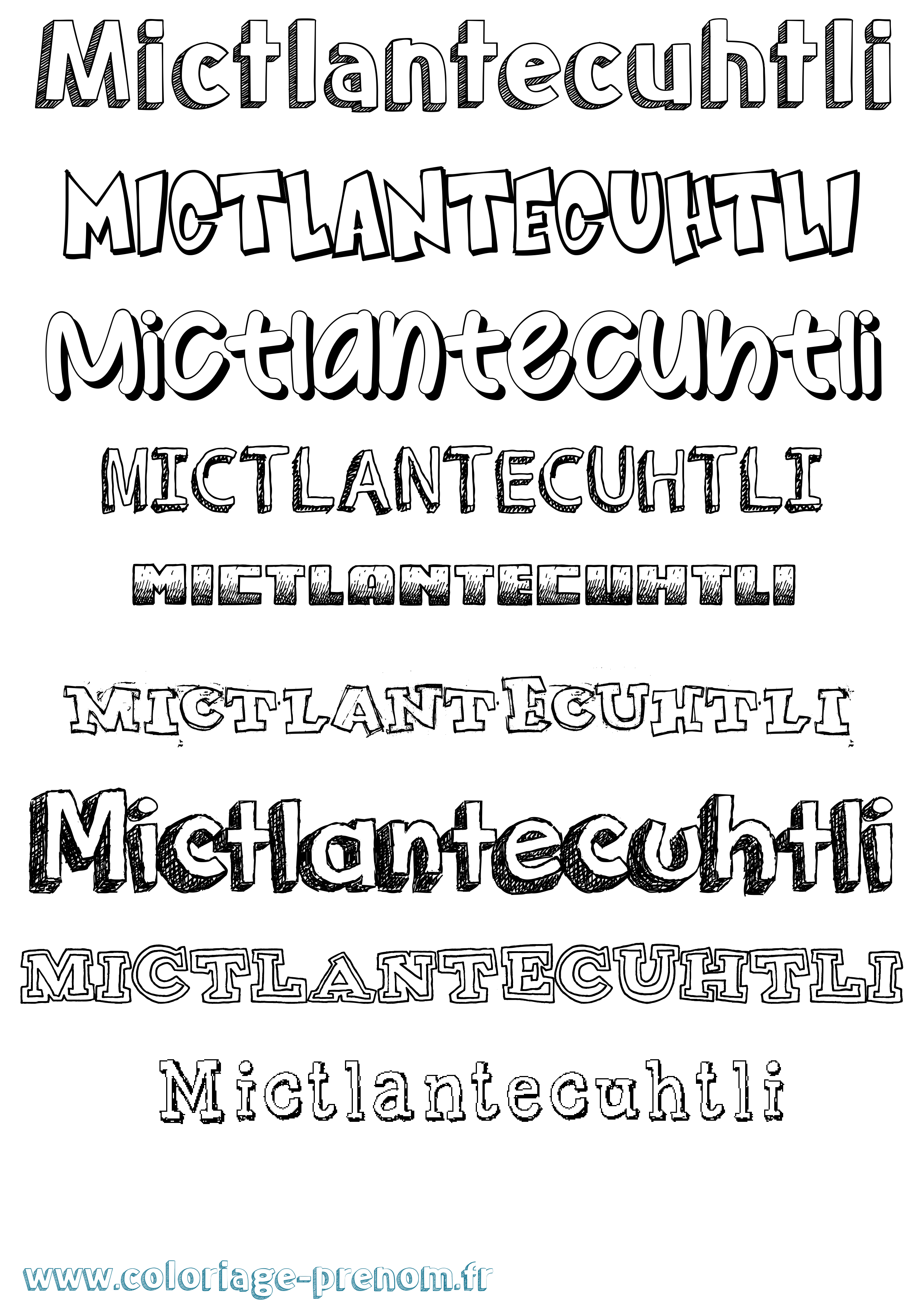 Coloriage prénom Mictlantecuhtli Dessiné