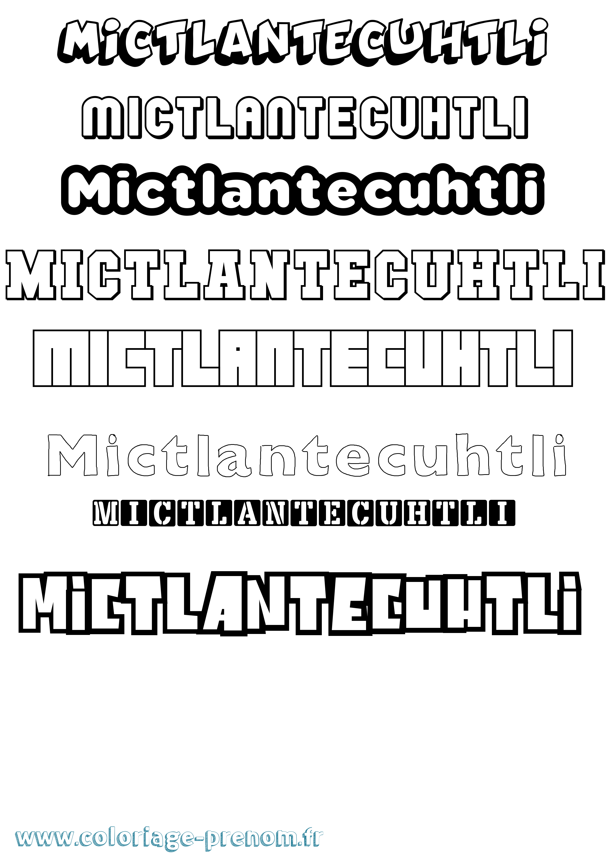 Coloriage prénom Mictlantecuhtli Simple