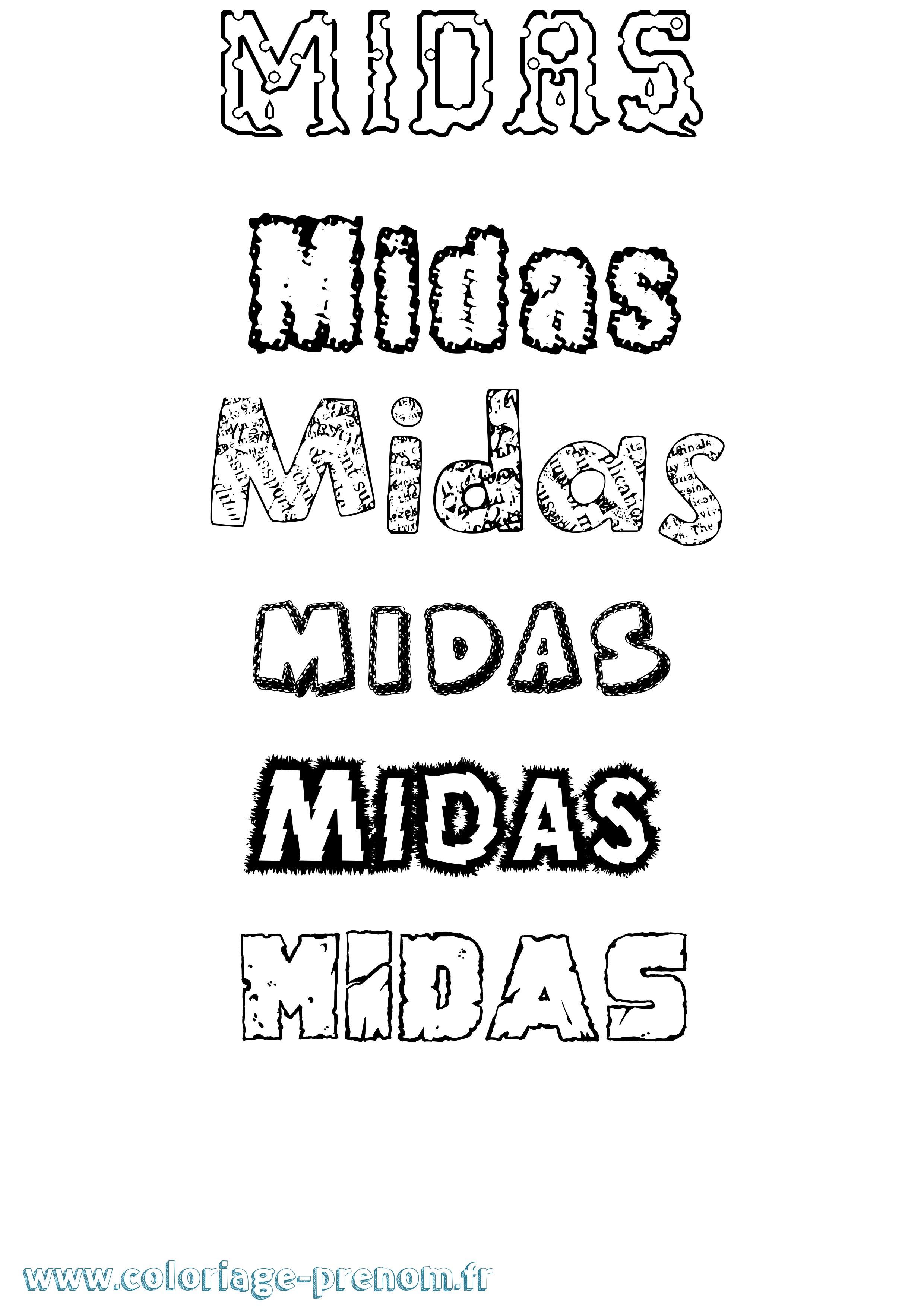 Coloriage prénom Midas Destructuré