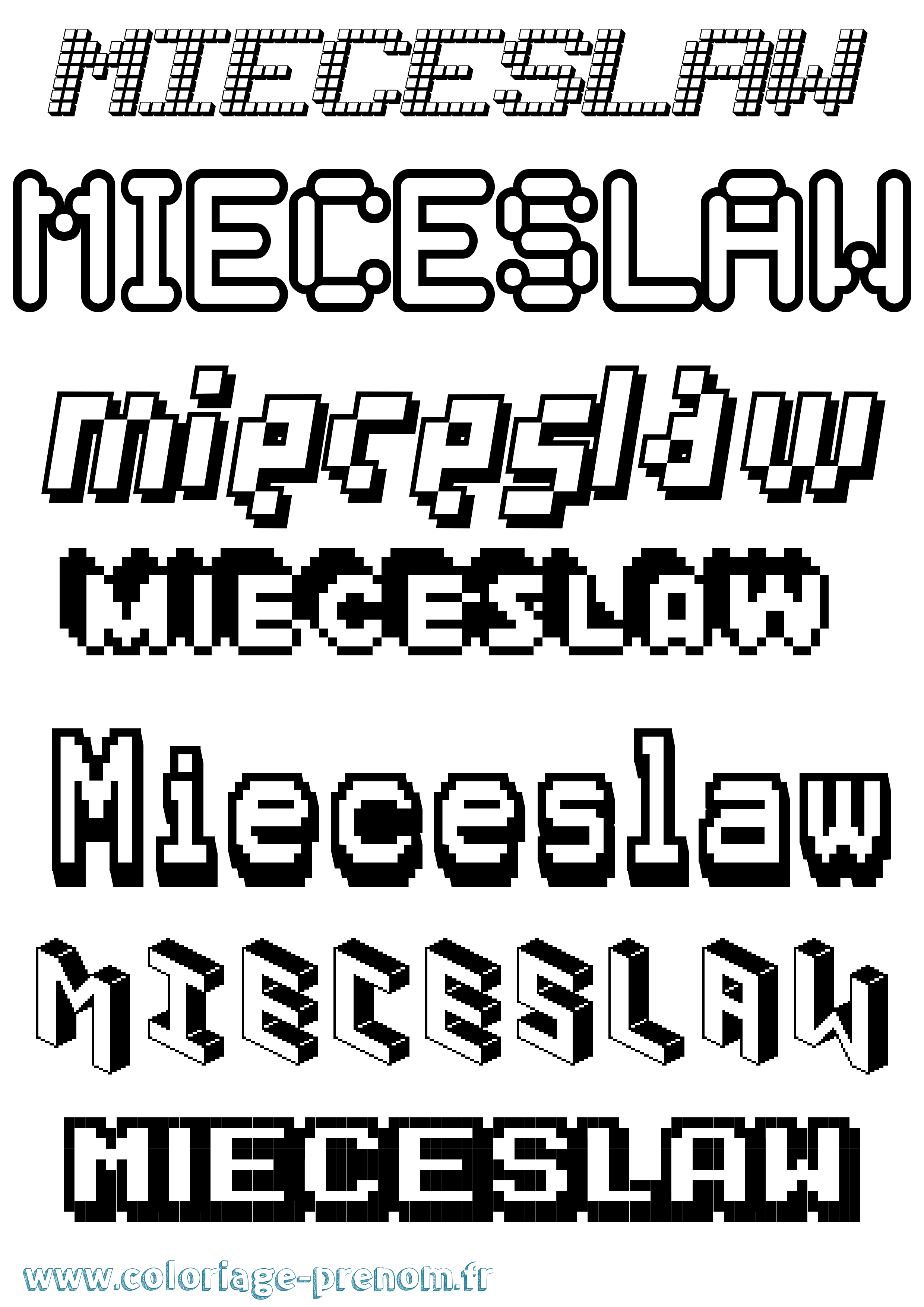 Coloriage prénom Mieceslaw Pixel