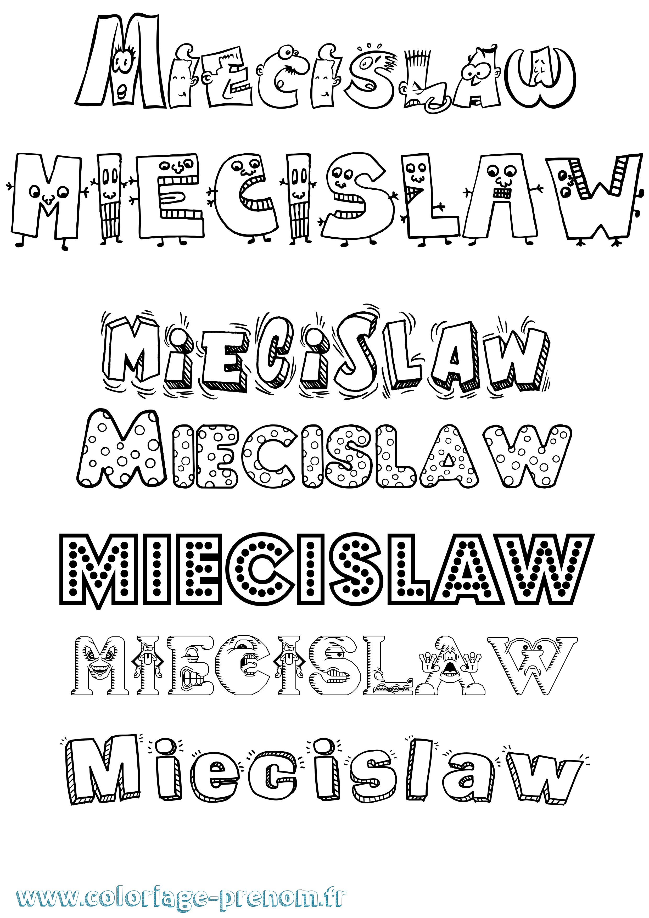 Coloriage prénom Miecislaw Fun