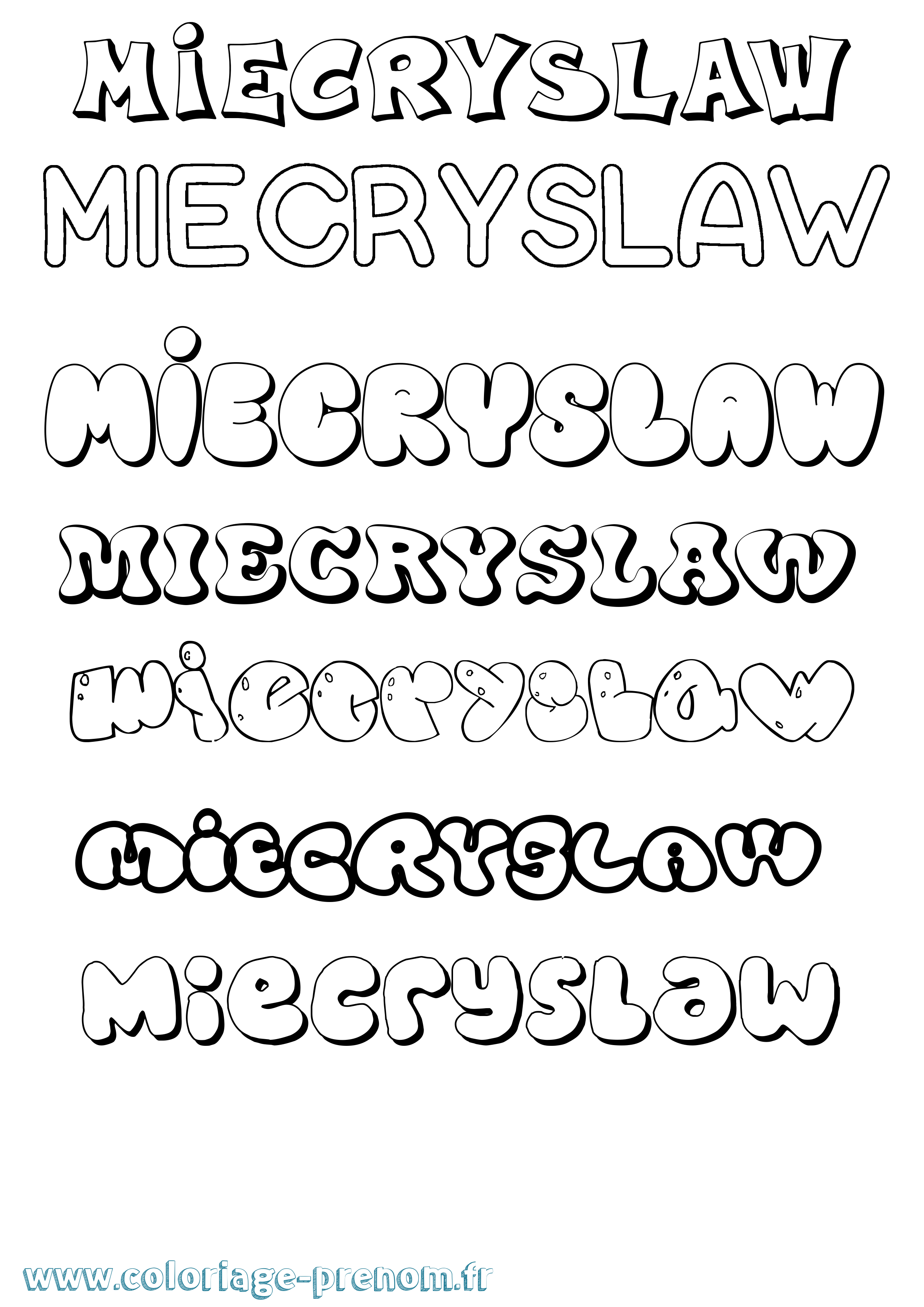 Coloriage prénom Miecryslaw Bubble