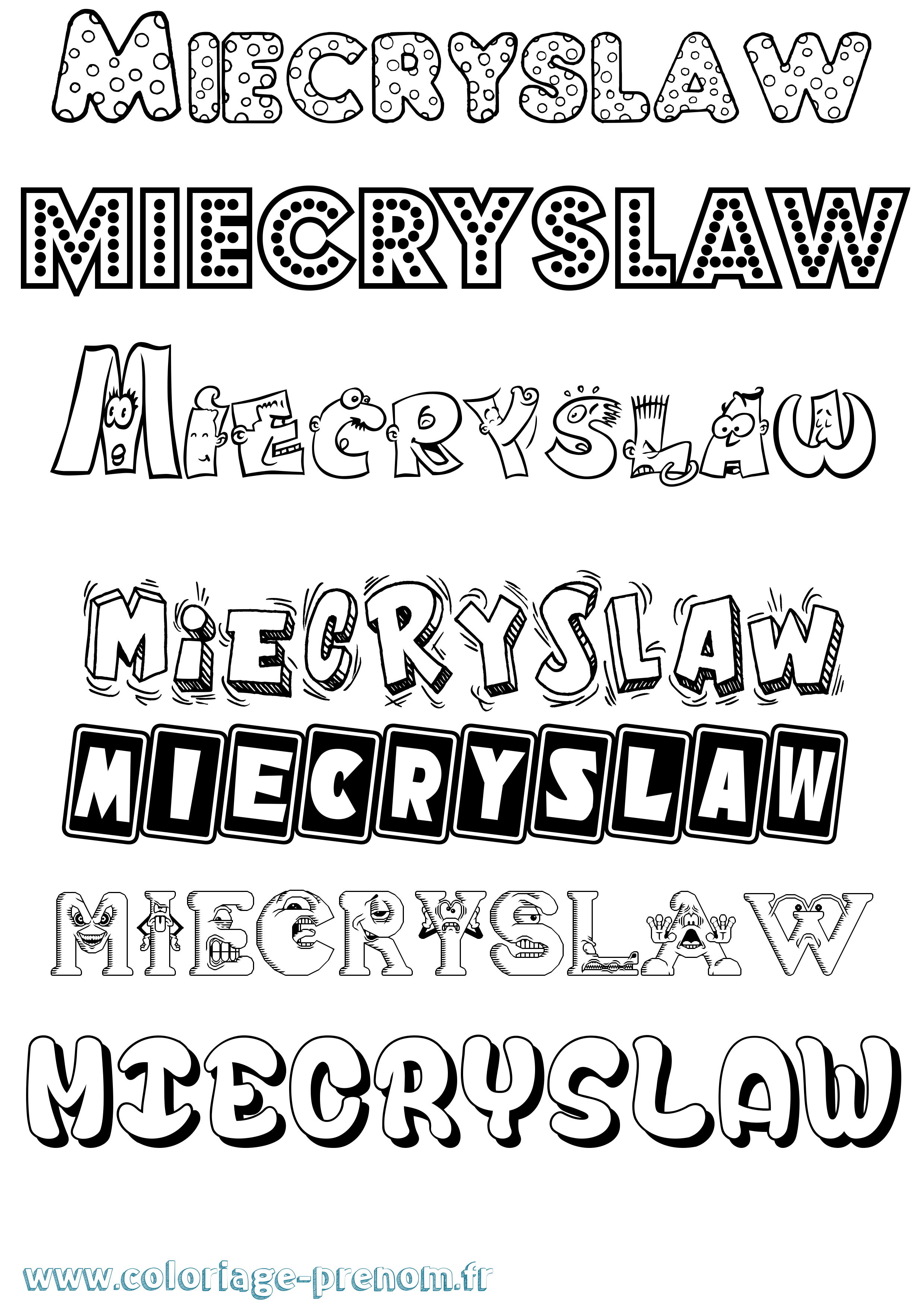Coloriage prénom Miecryslaw Fun
