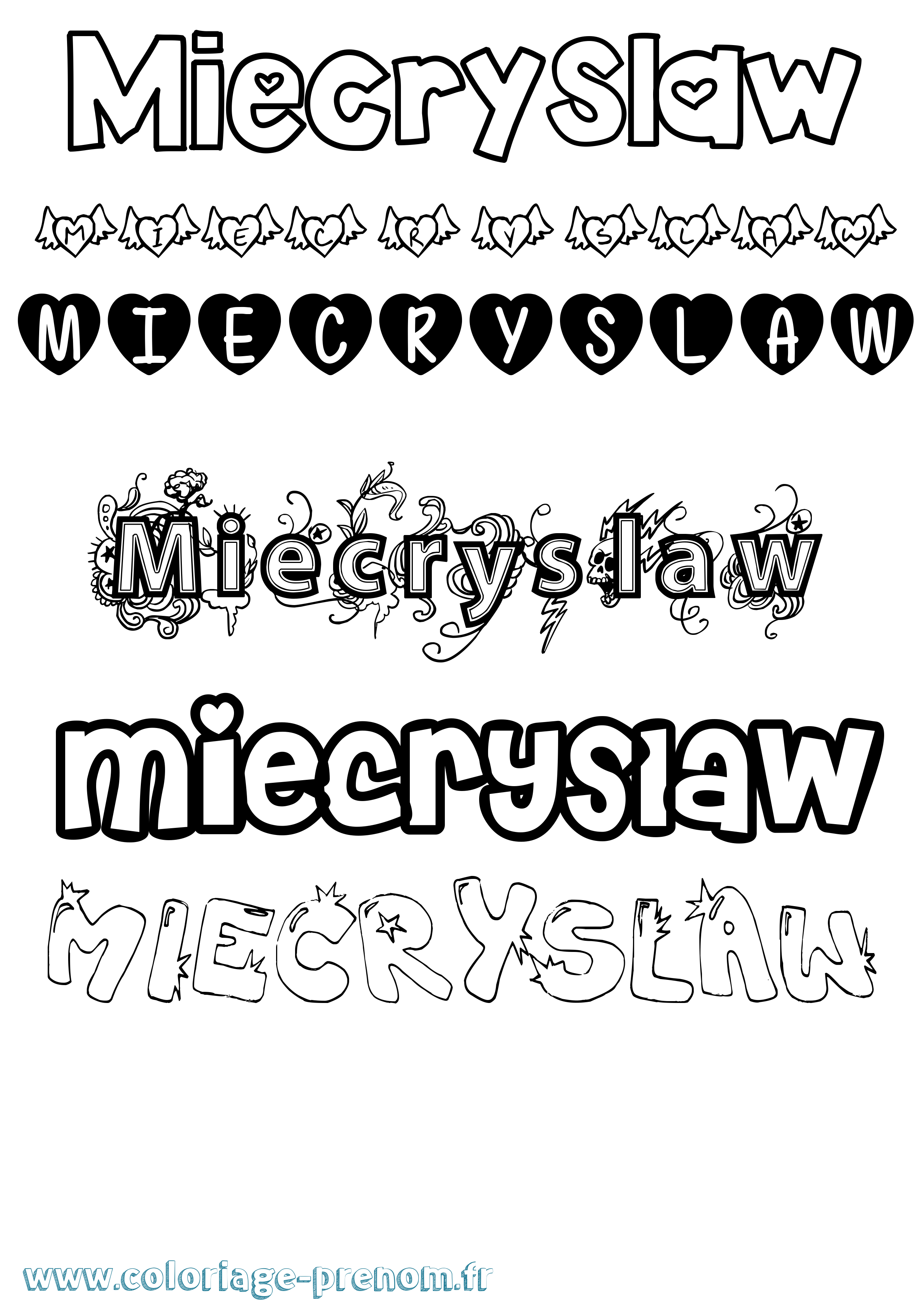 Coloriage prénom Miecryslaw Girly