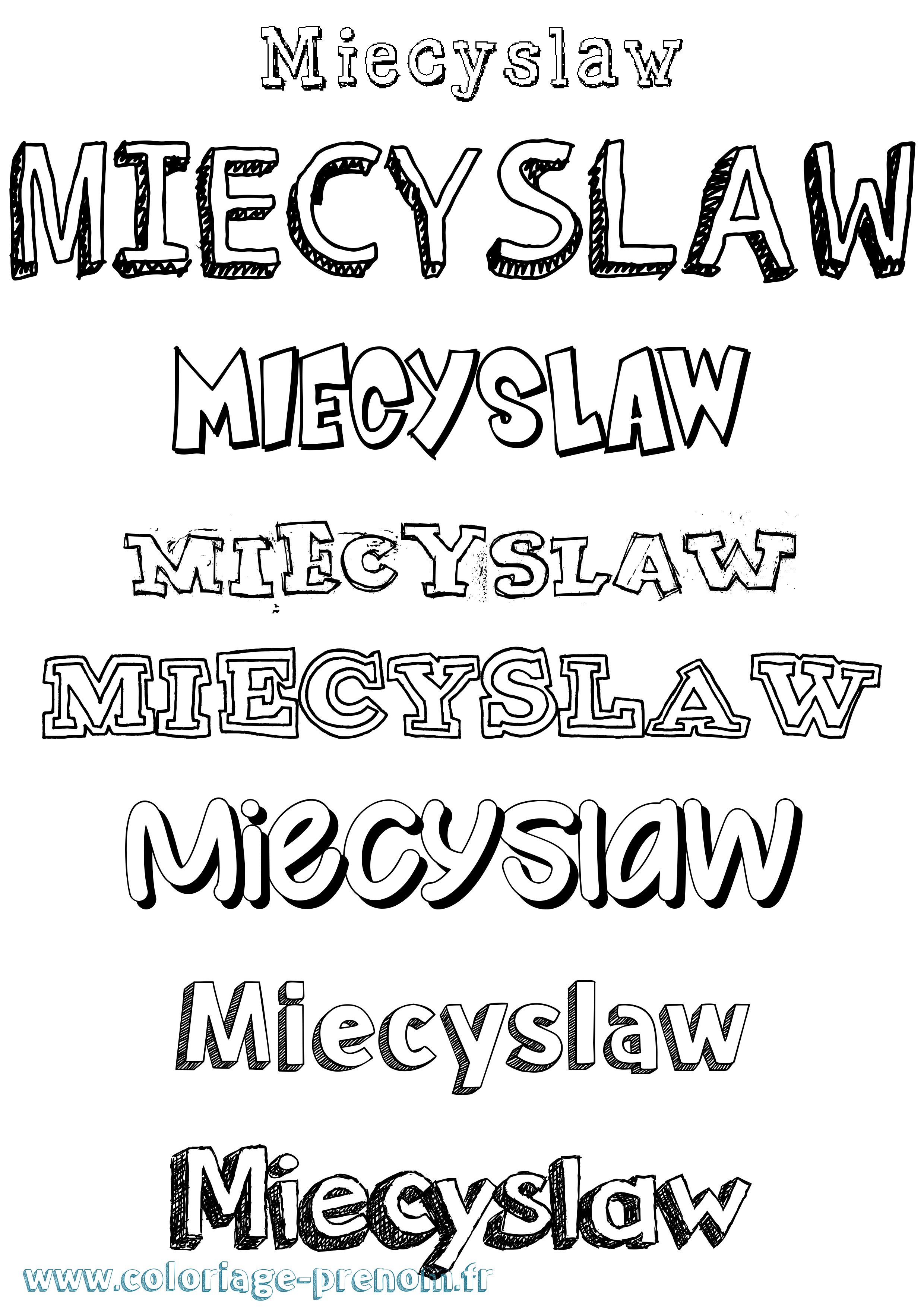 Coloriage prénom Miecyslaw Dessiné