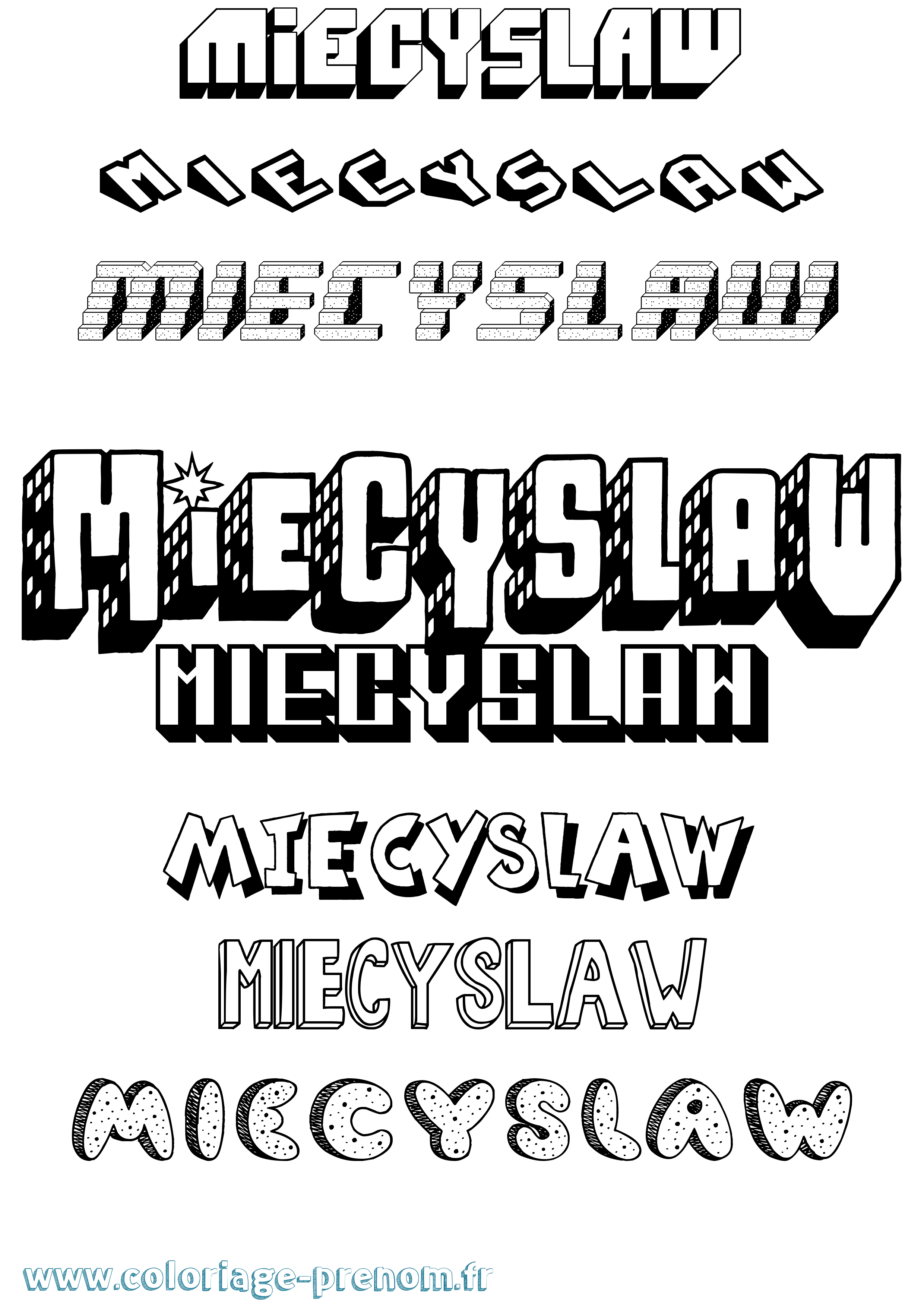 Coloriage prénom Miecyslaw Effet 3D