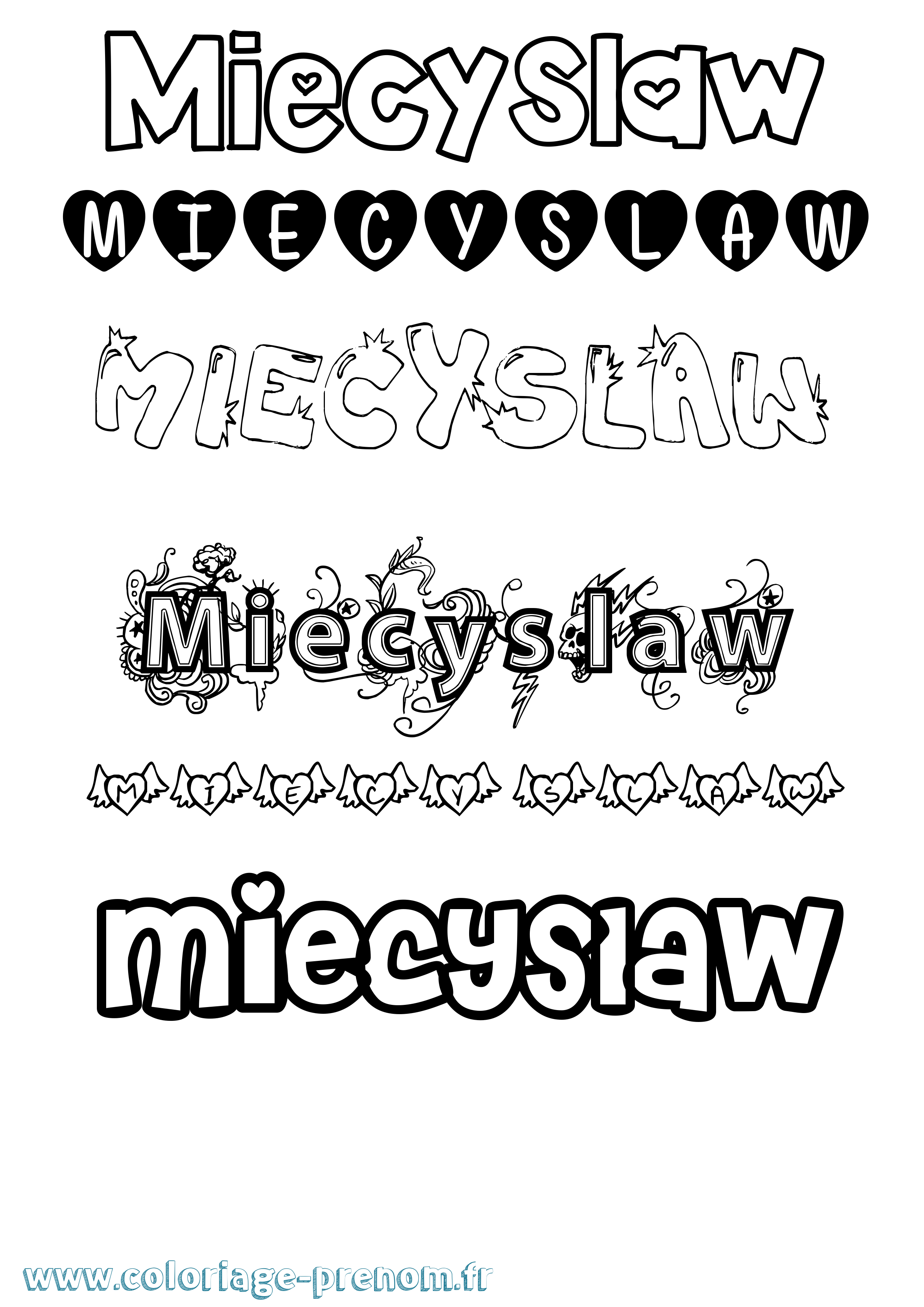 Coloriage prénom Miecyslaw Girly