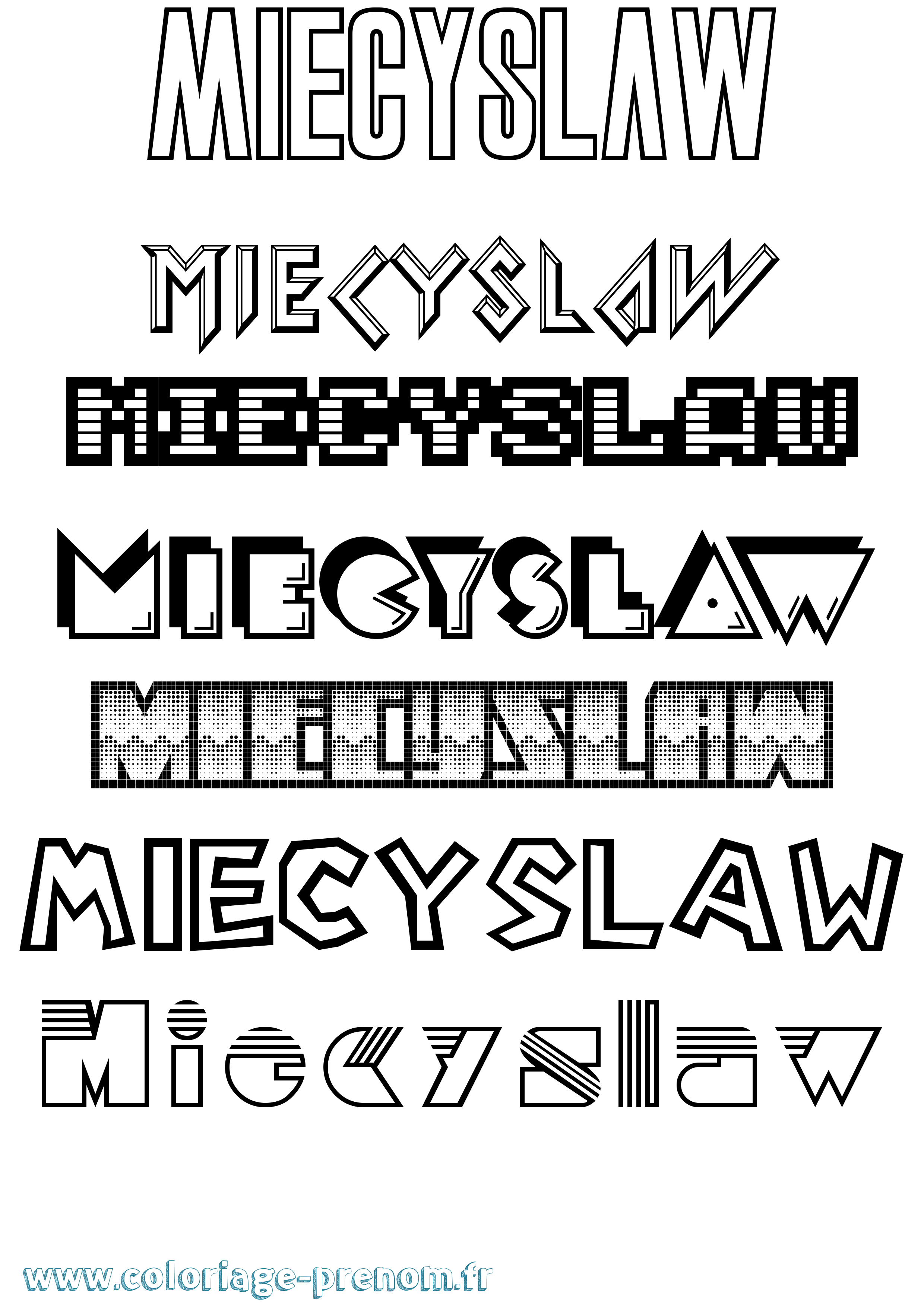 Coloriage prénom Miecyslaw Jeux Vidéos