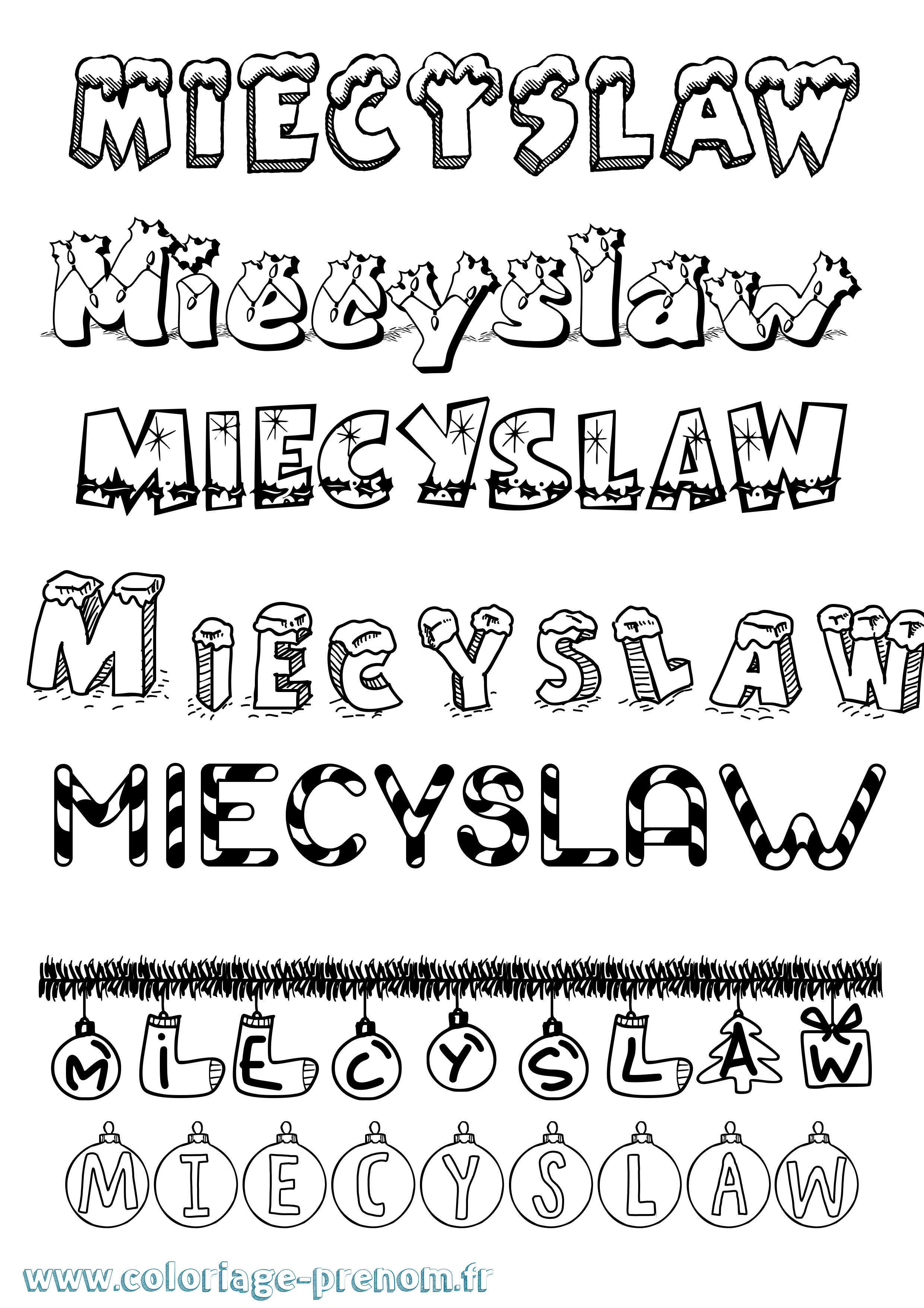 Coloriage prénom Miecyslaw Noël