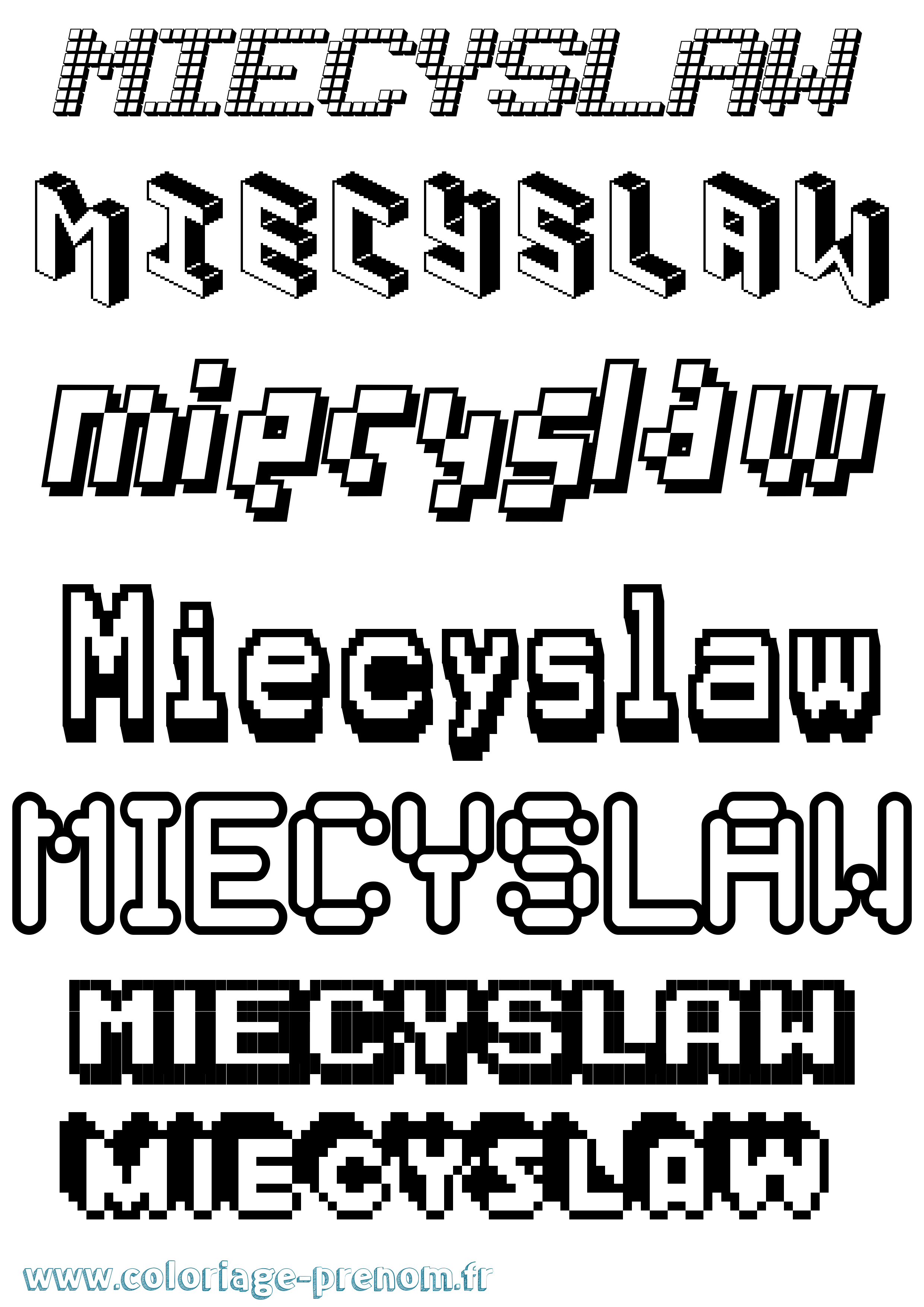 Coloriage prénom Miecyslaw Pixel