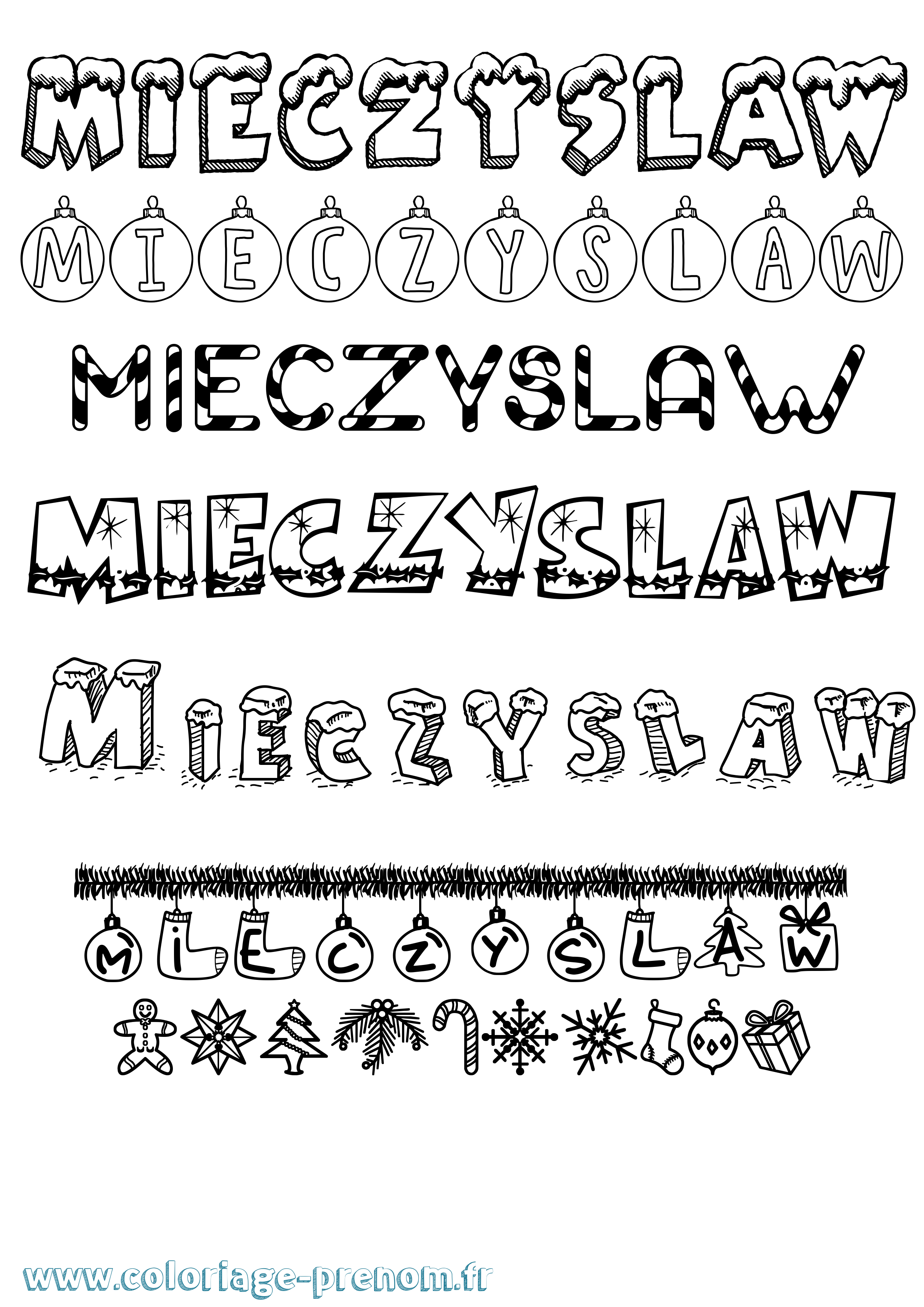 Coloriage Mieczyslaw Noël Coloriage prénom Mieczyslaw Noël