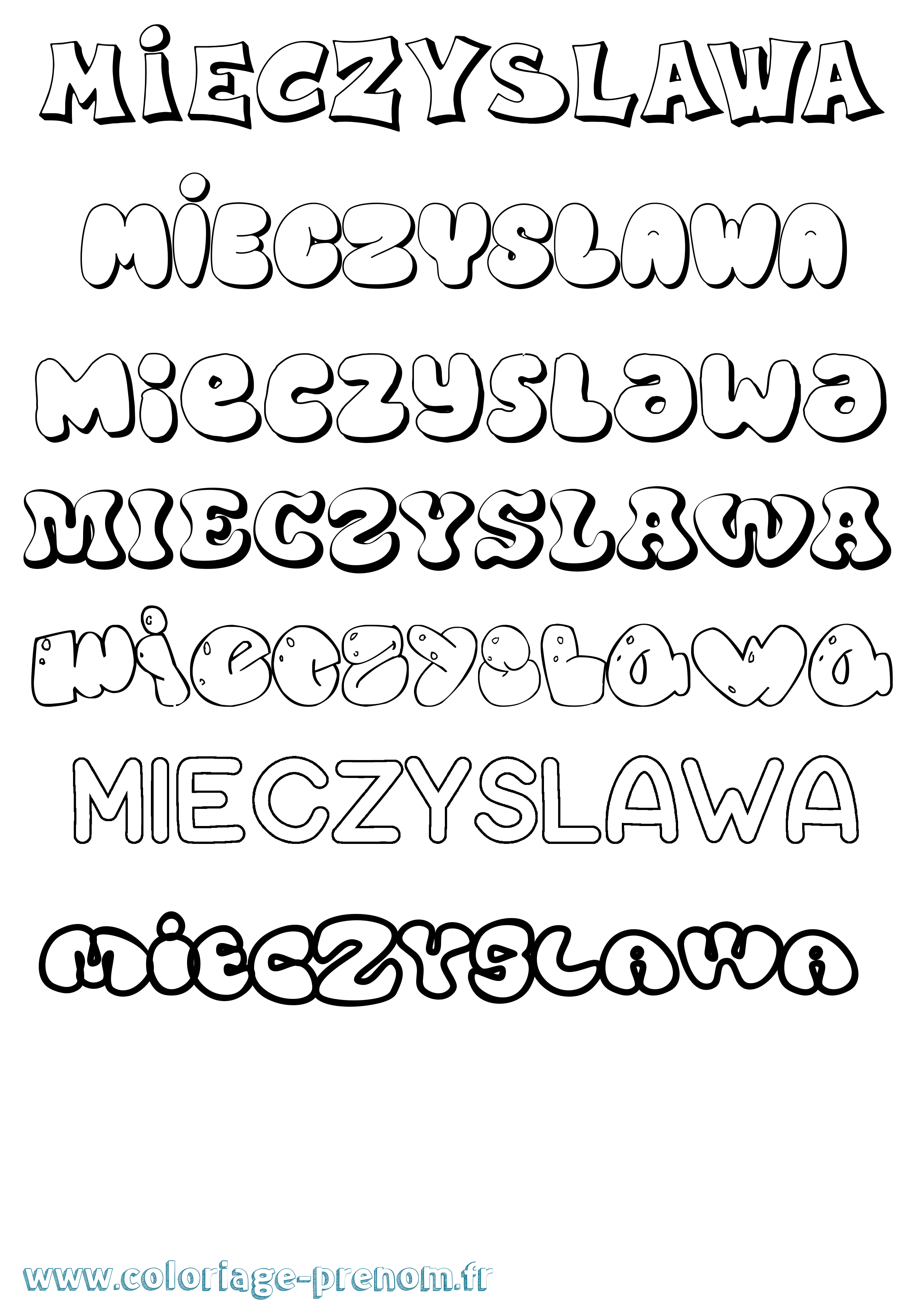 Coloriage Mieczyslawa Bubble Coloriage prénom Mieczyslawa Bubble