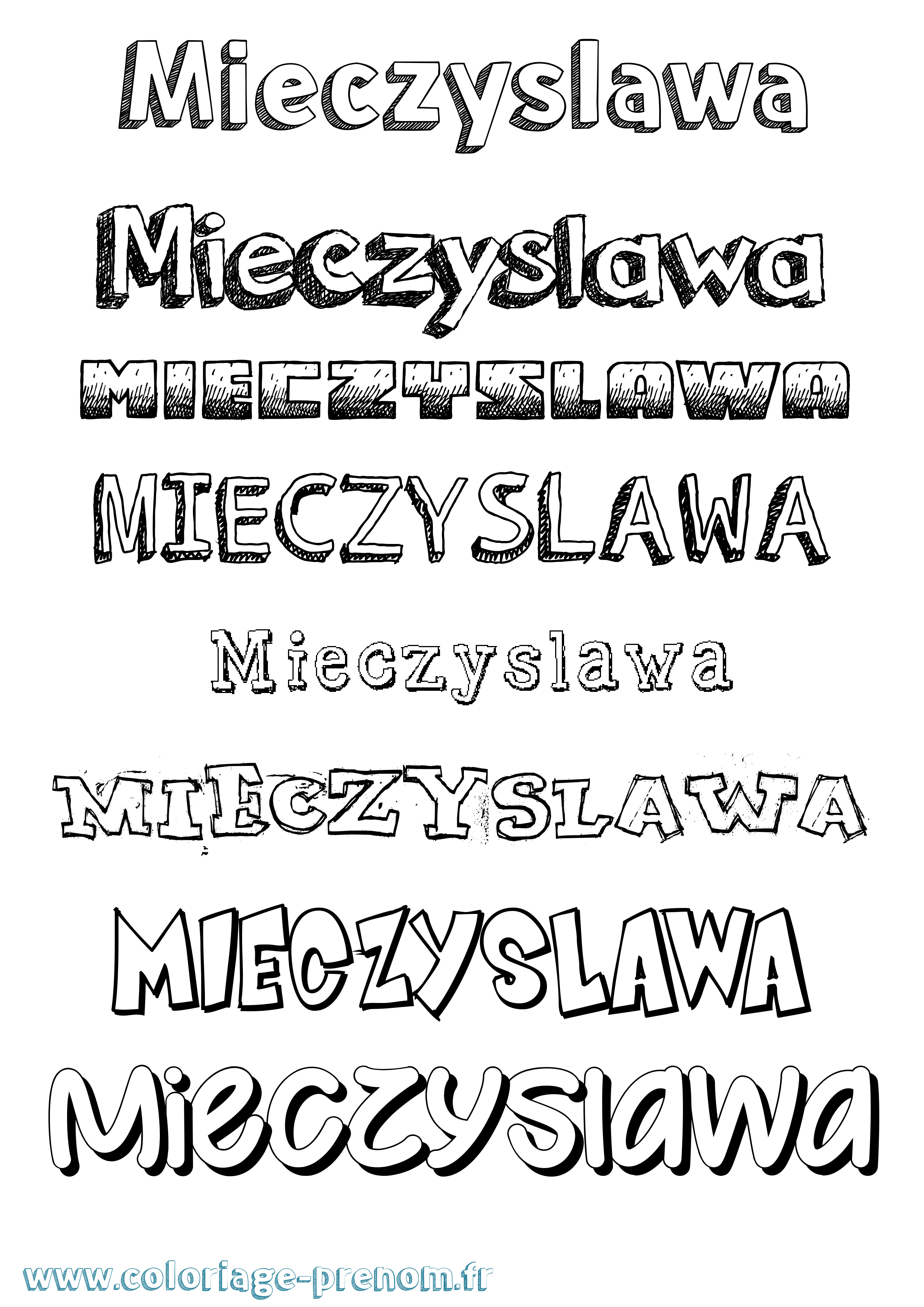 Coloriage prénom Mieczyslawa Dessiné