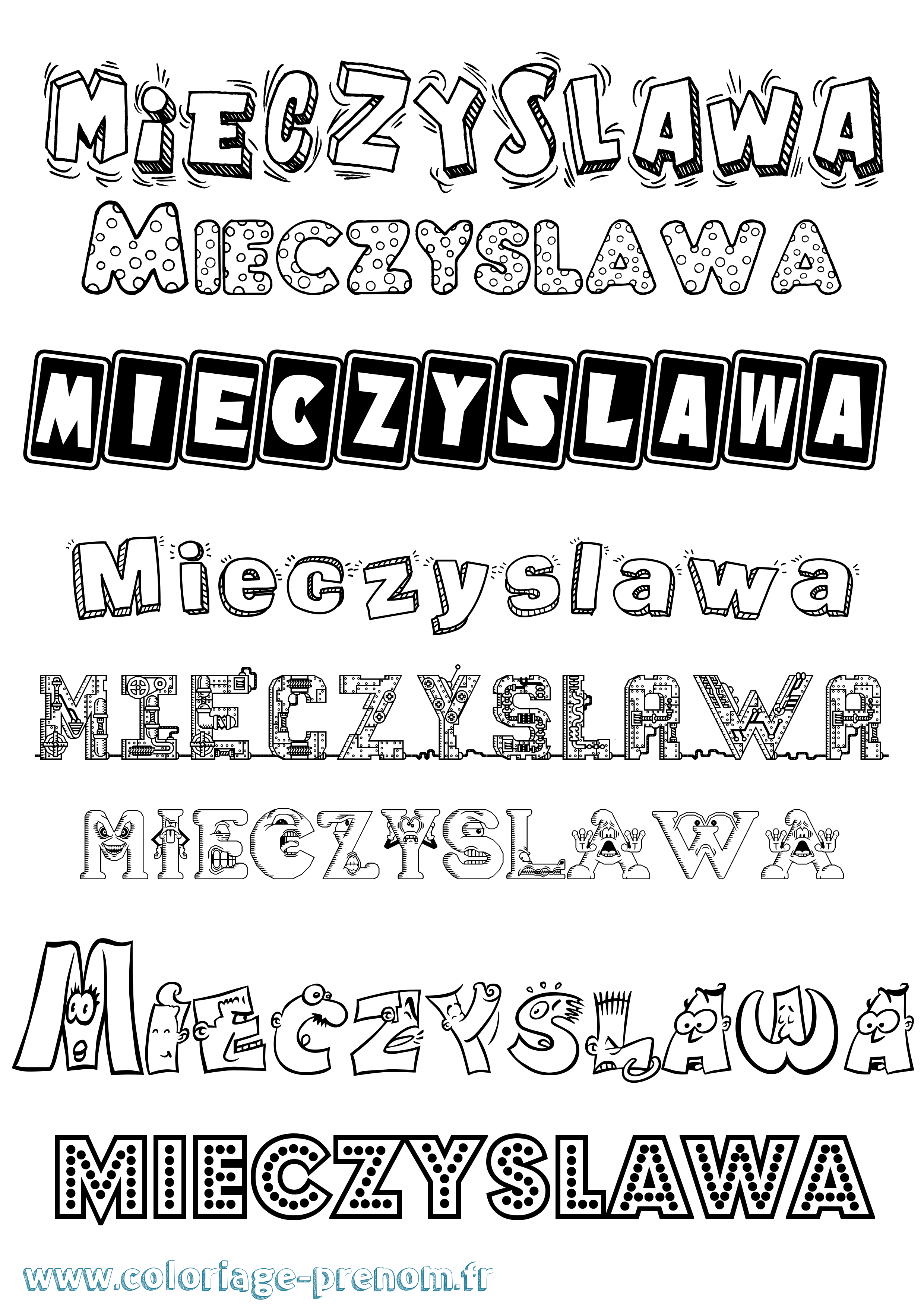 Coloriage prénom Mieczyslawa Fun