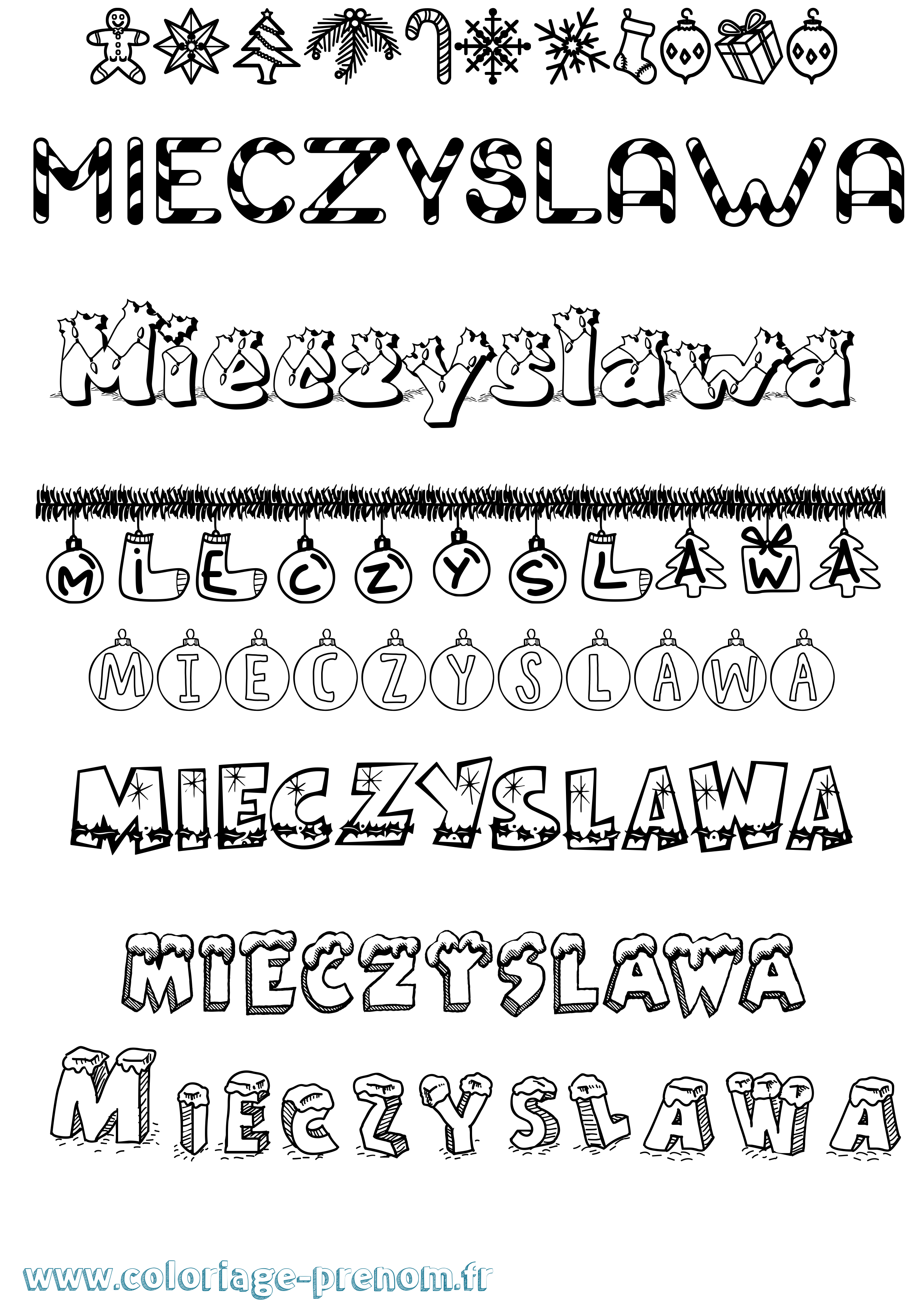 Coloriage Mieczyslawa Noël Coloriage prénom Mieczyslawa Noël