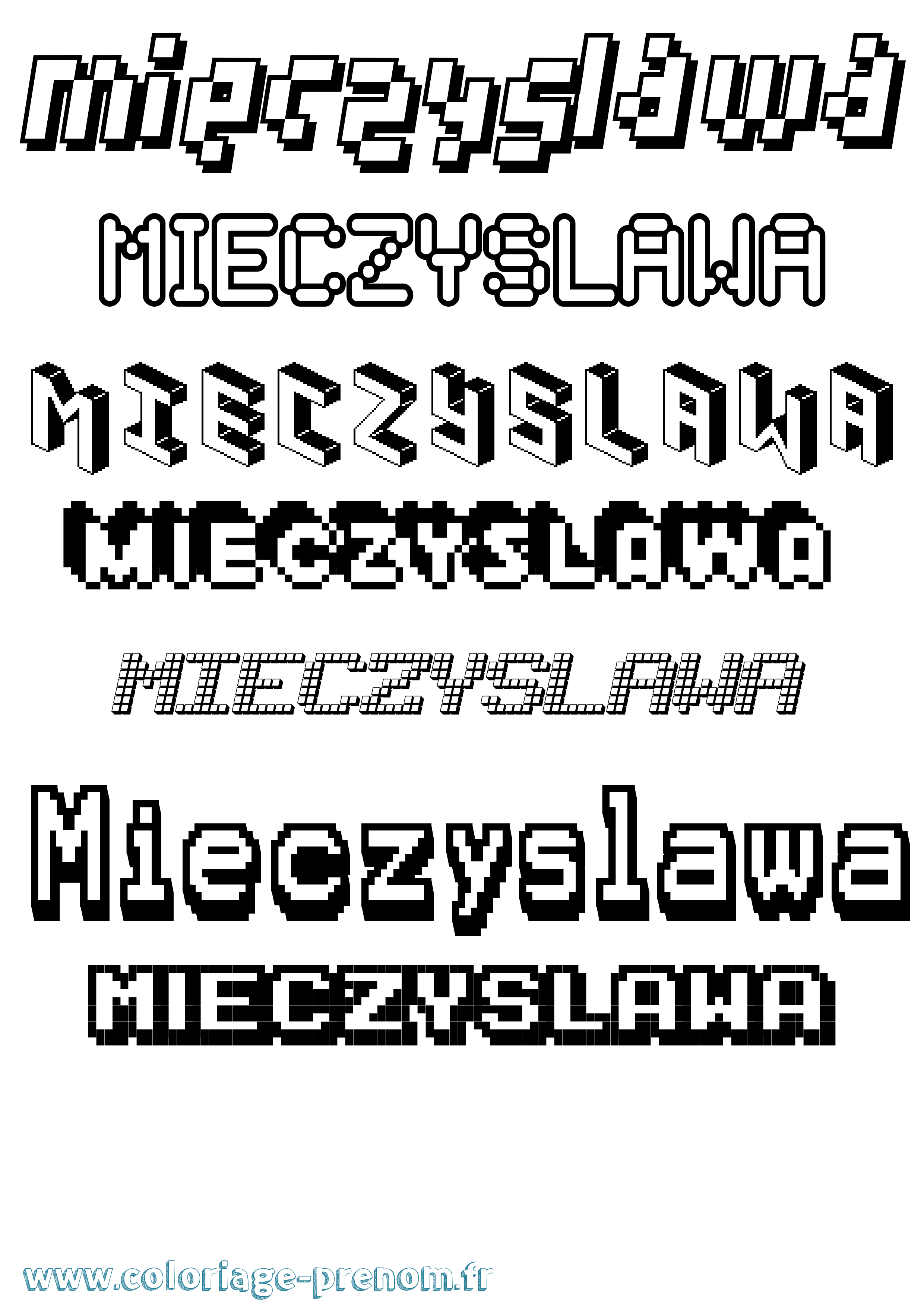 Coloriage prénom Mieczyslawa Pixel