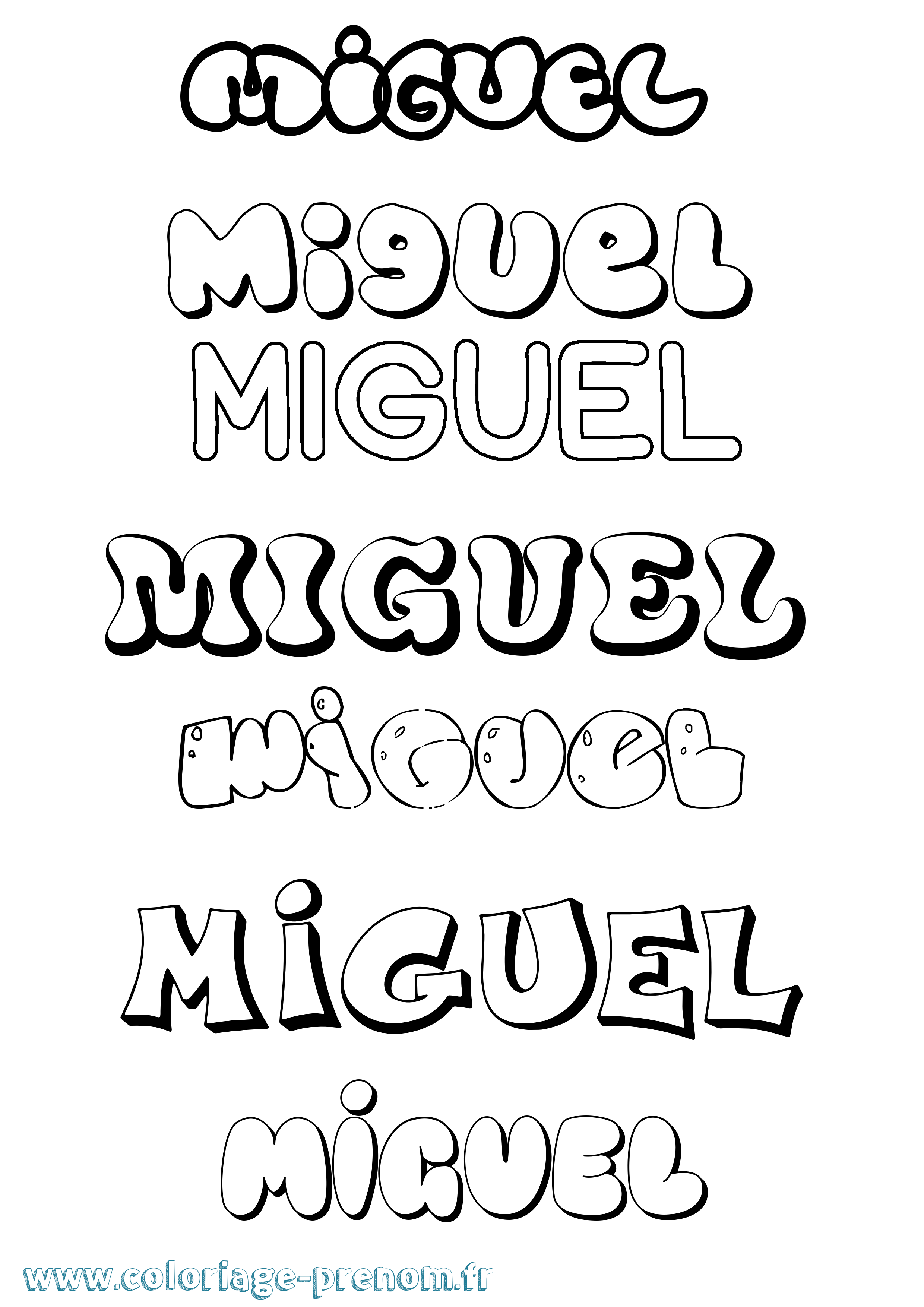 Coloriage Miguel Bubble Coloriage prénom Miguel Bubble