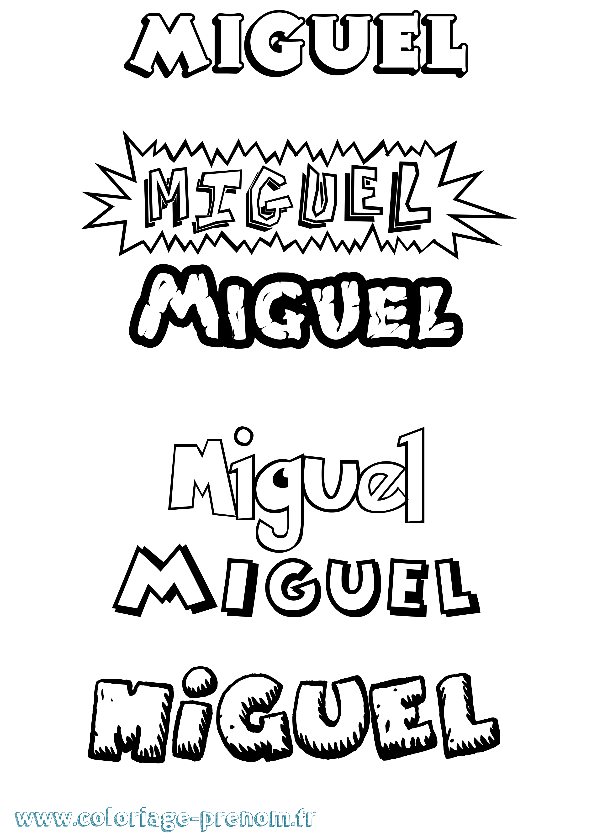 Coloriage Miguel Dessin Animé Coloriage prénom Miguel Dessin Animé