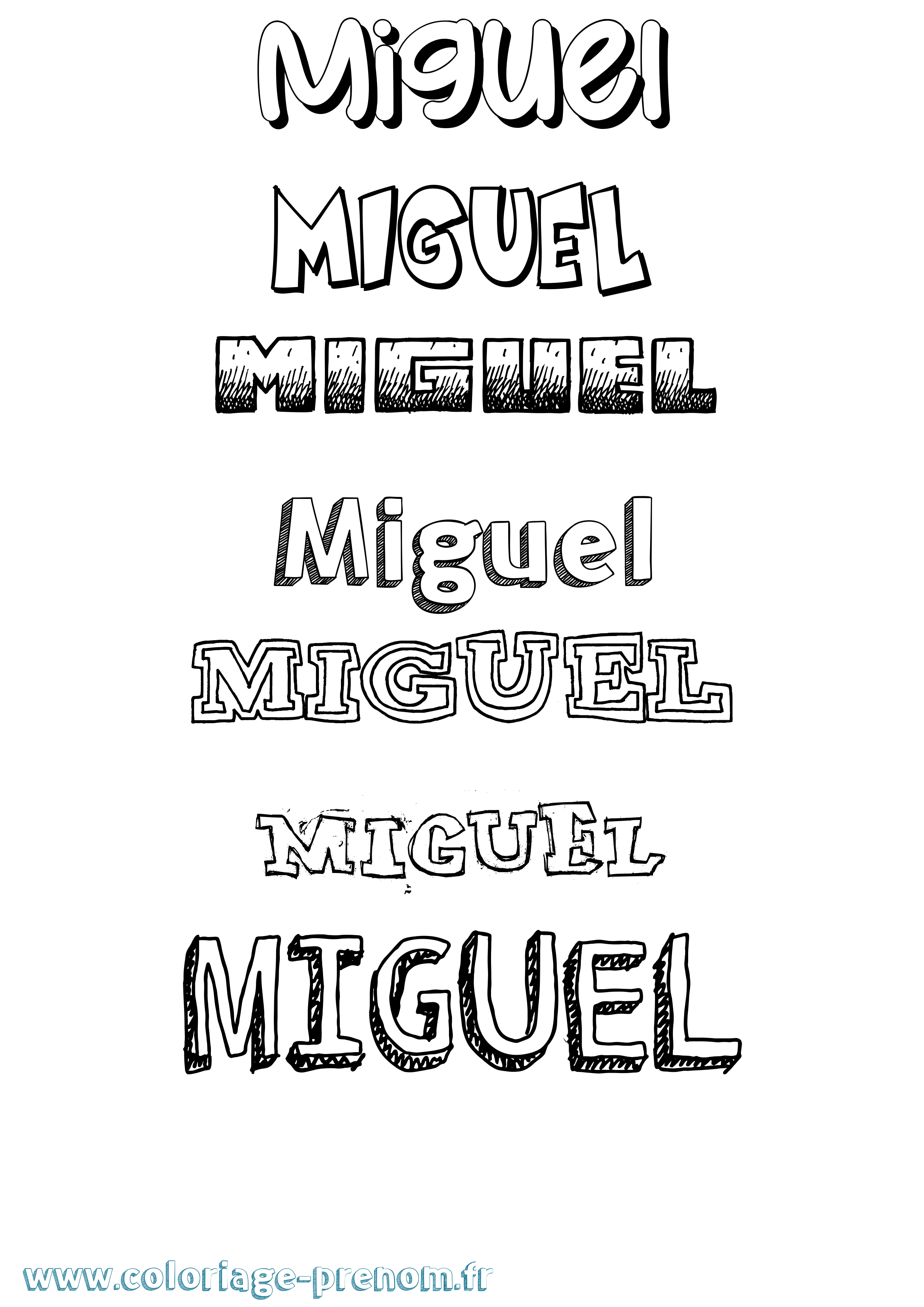 Coloriage prénom Miguel Dessiné