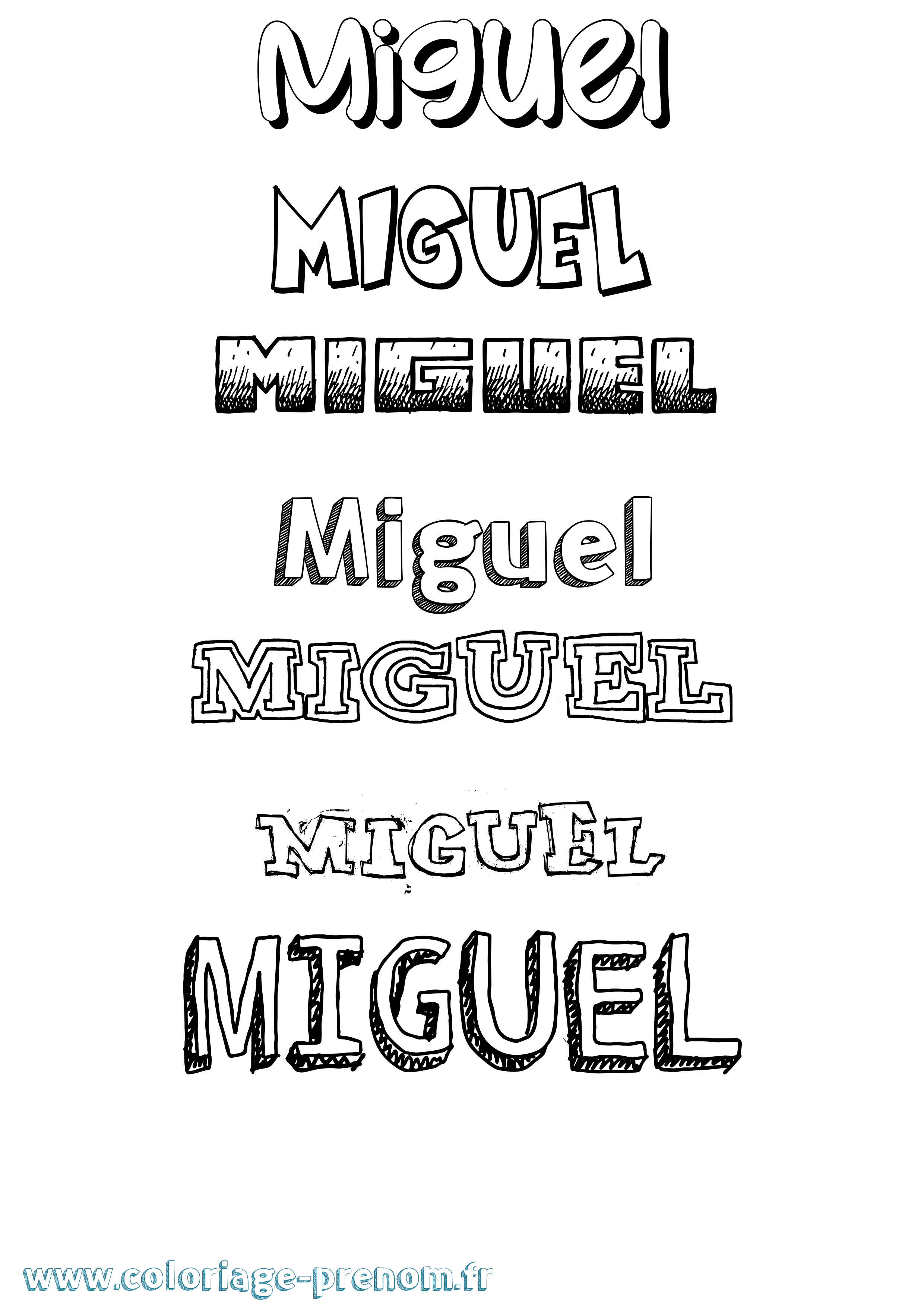Coloriage Miguel Dessiné Coloriage prénom Miguel Dessiné