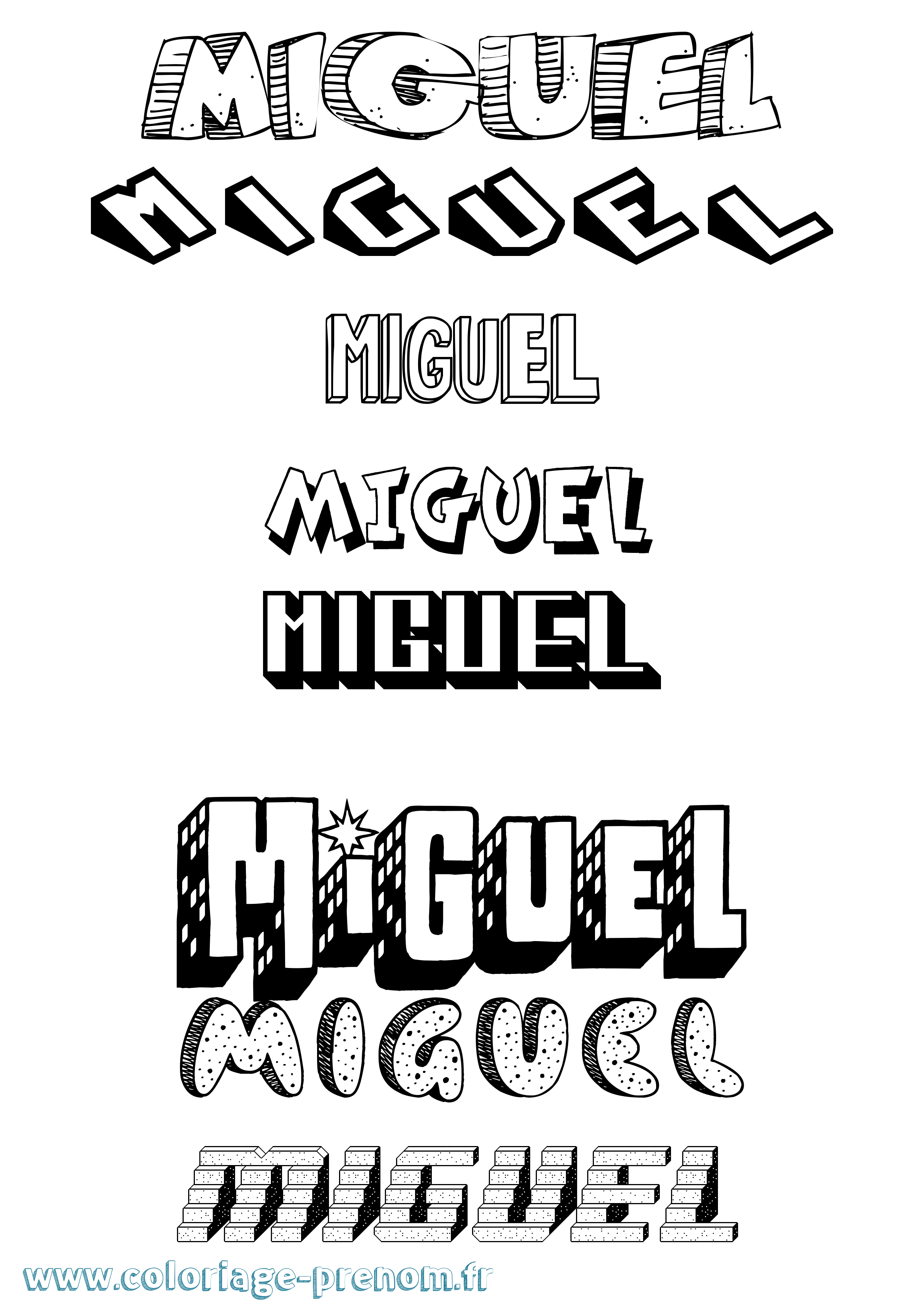 Coloriage prénom Miguel Effet 3D