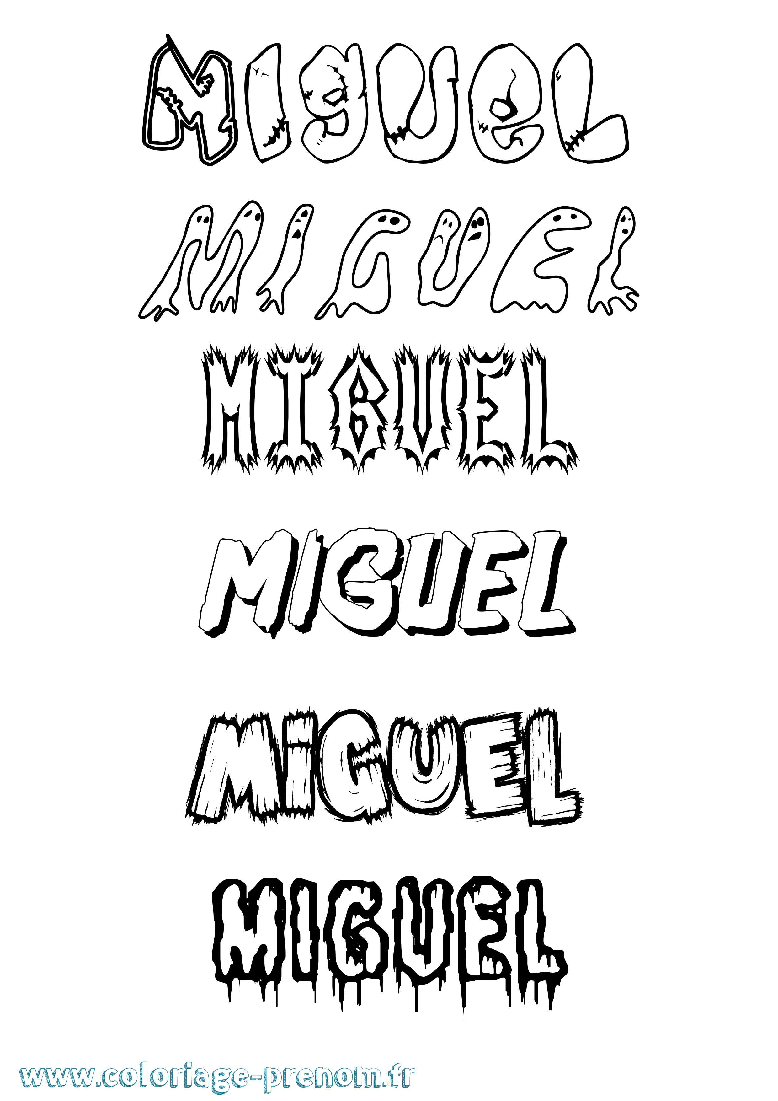 Coloriage Miguel Frisson Coloriage prénom Miguel Frisson