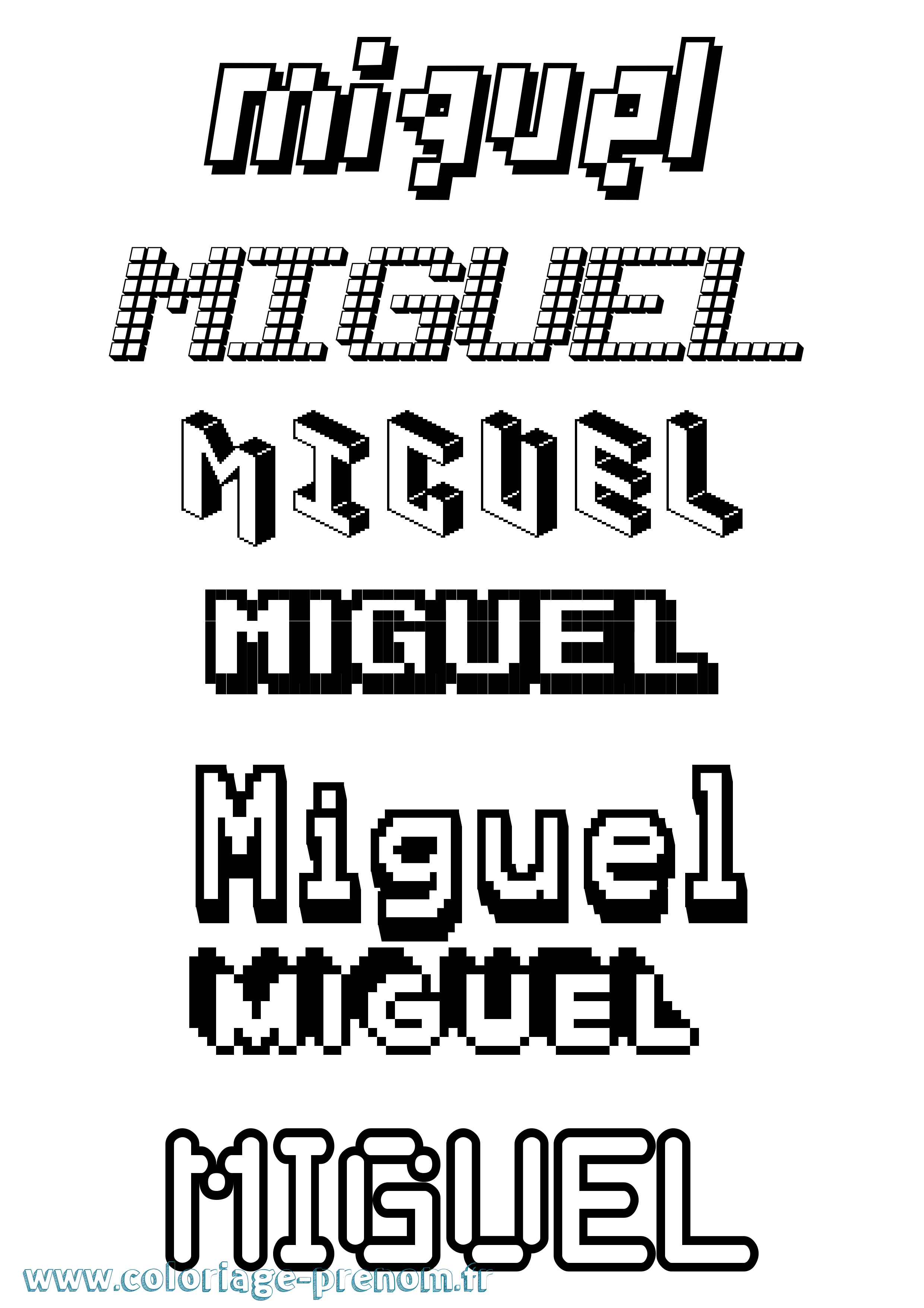Coloriage Miguel Pixel Coloriage prénom Miguel Pixel